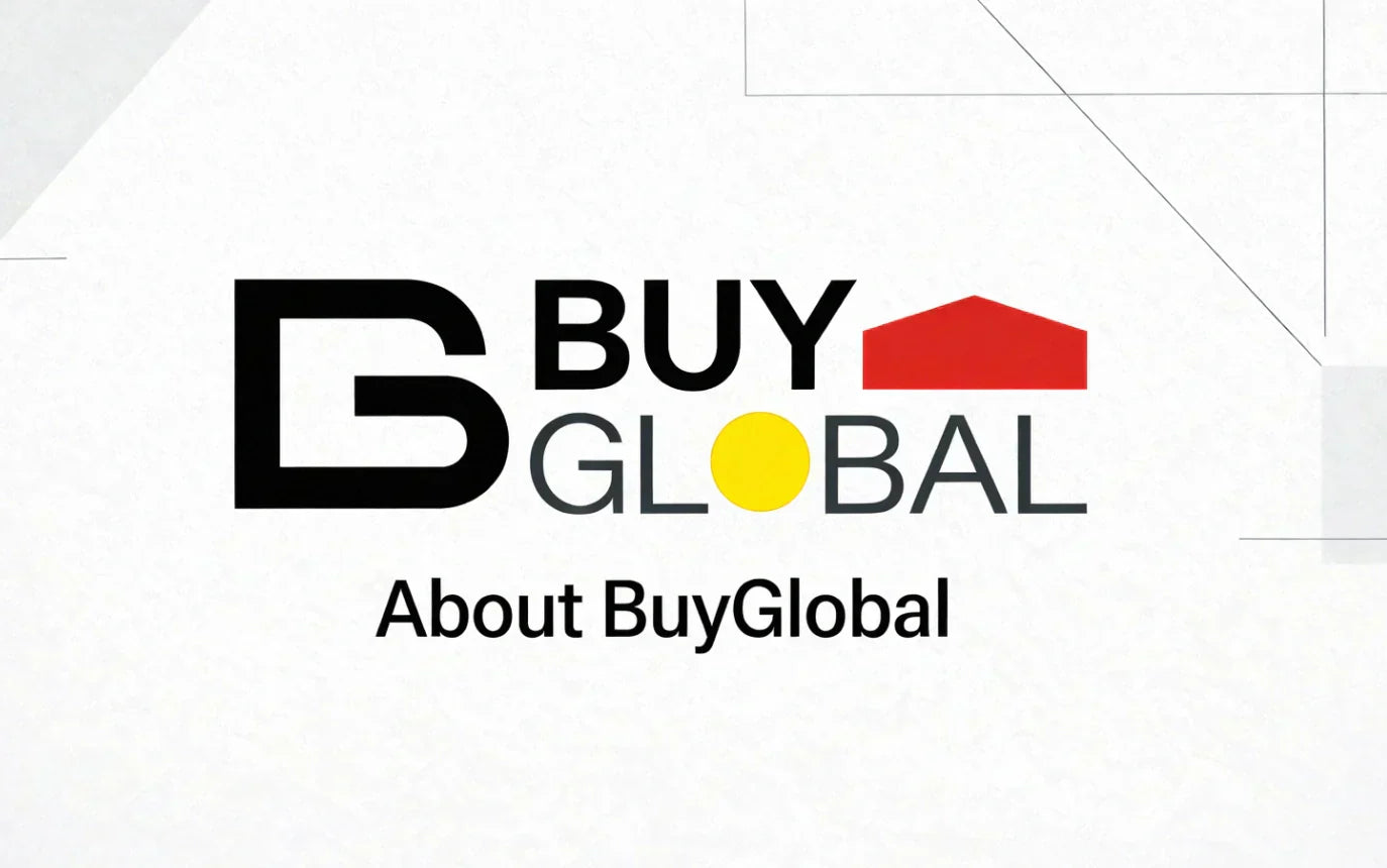 The official company logo of BuyGlobal with text reading About BuyGlobal for corporate brand introduction.
