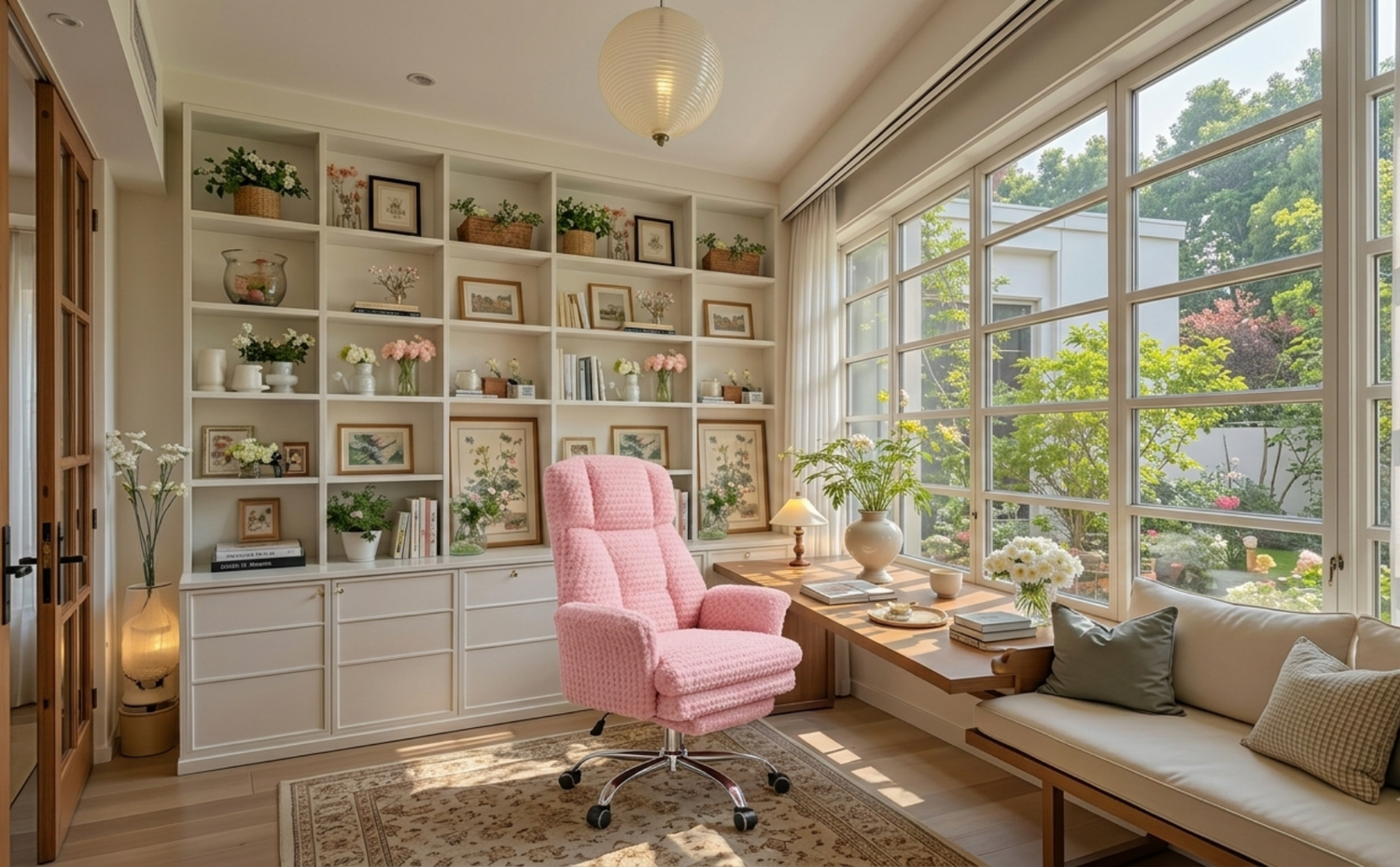 How to Create a Cozy Home Office with a Rose Velvet Cloud Chair