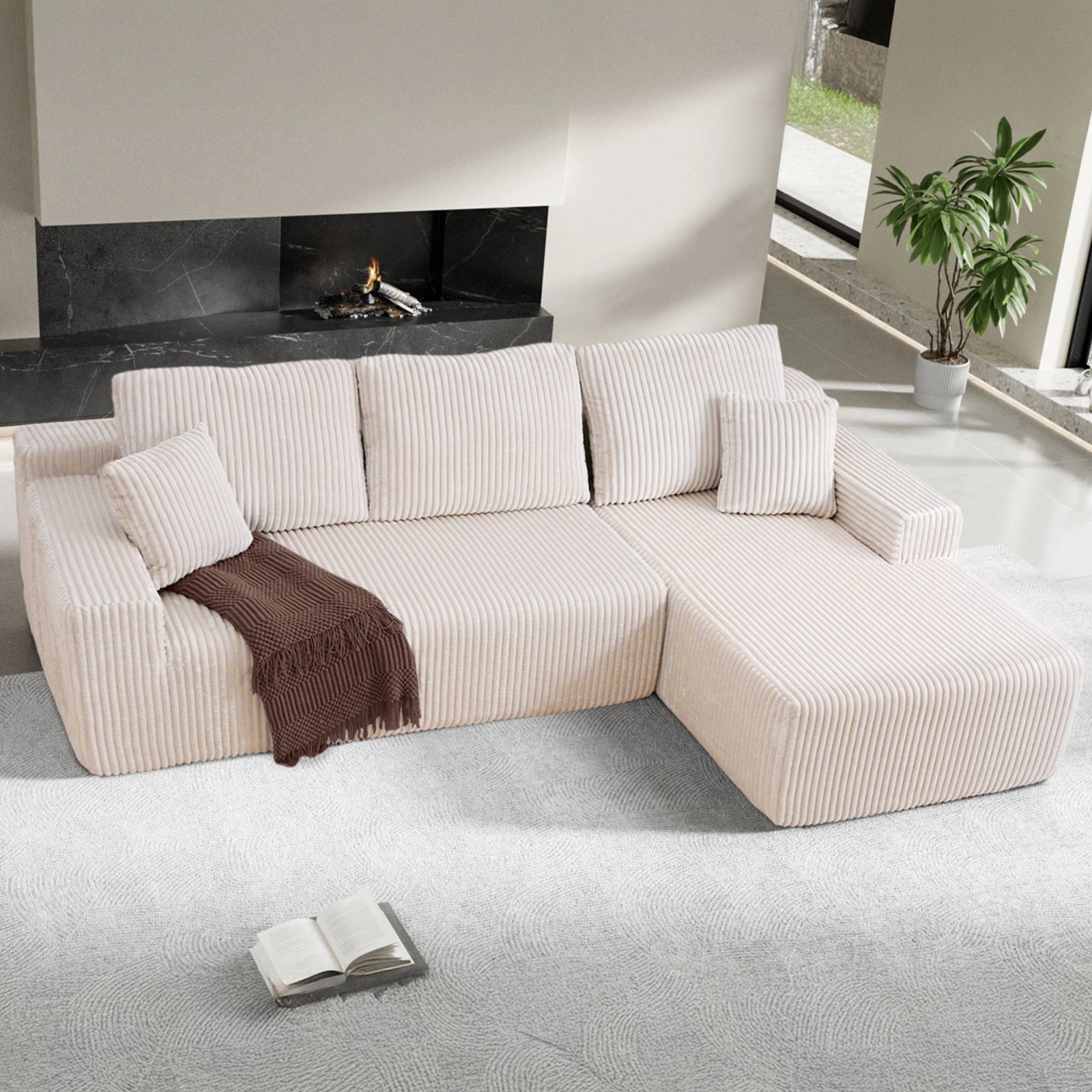 105 Inch L-Shaped Cloud Sectional Couch