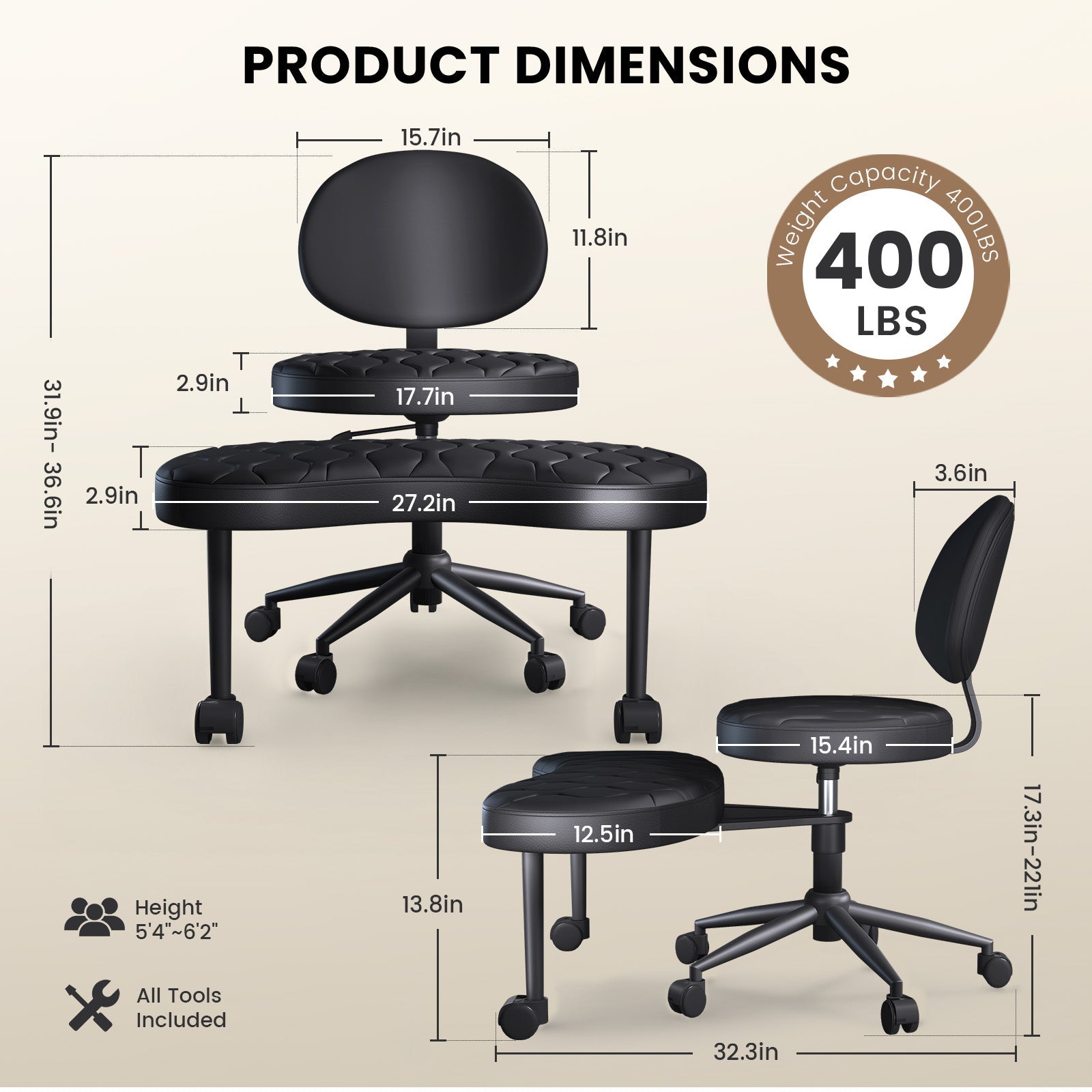 Ergonomic Cross-Legged Swivel Chair with Lumbar Support