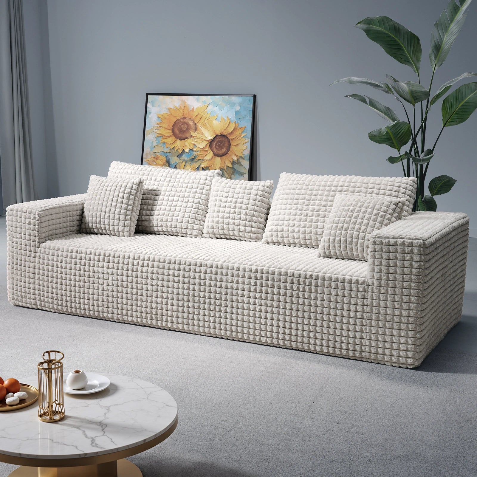 90 Inch 3-Seater Cloud Sectional Sofa