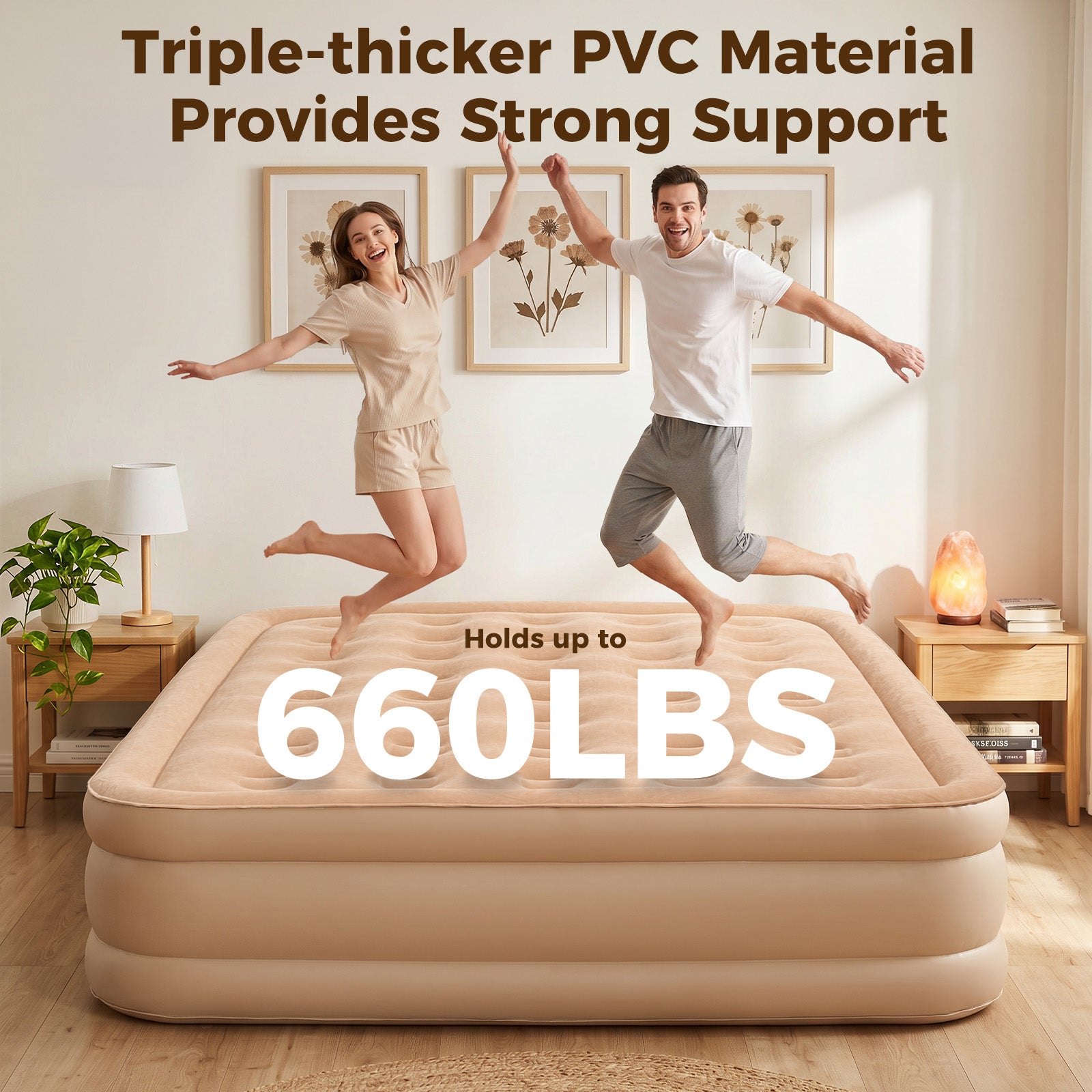 Patbrela 16" Queen Air Mattress with Built-in Pump & Light, 4000mAh Rechargeable Wireless Pump, Up to 10H Light Runtime, Quick Inflation & Deflation, Inflatable Mattress for Camping, Travel & Guests