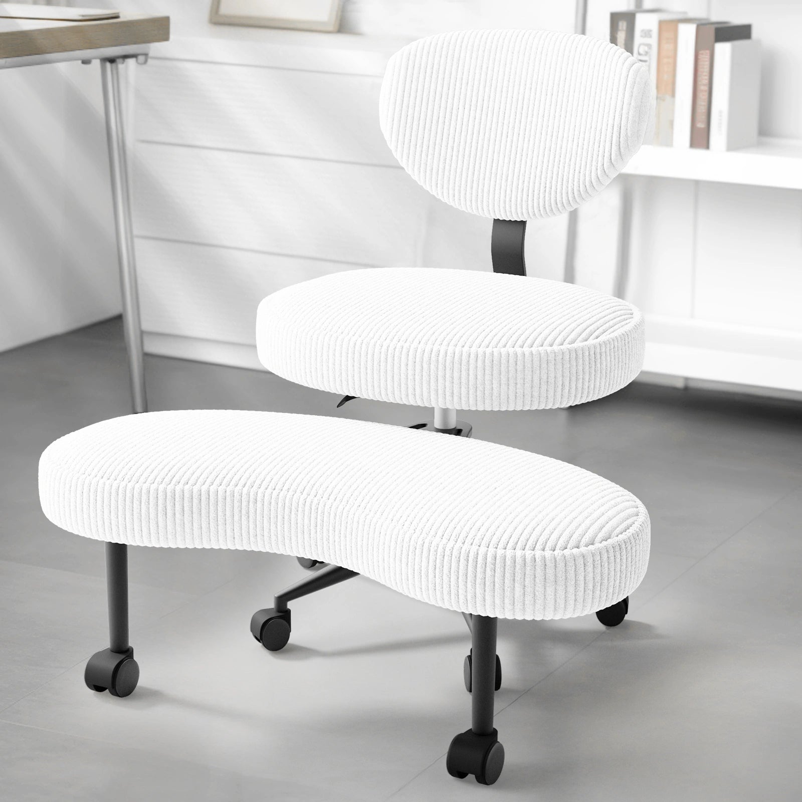 Adjustable Corduroy Swivel Cross Legged Chair