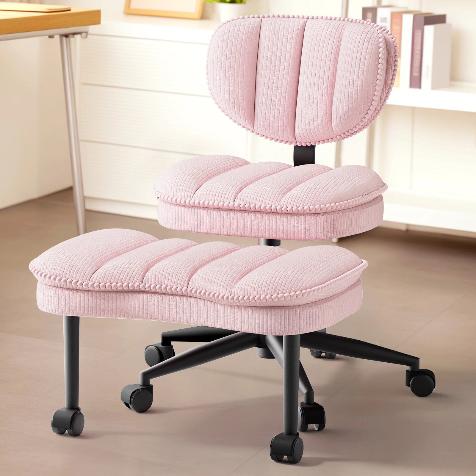 Pink Corduroy Cloud Cross Legged Chair