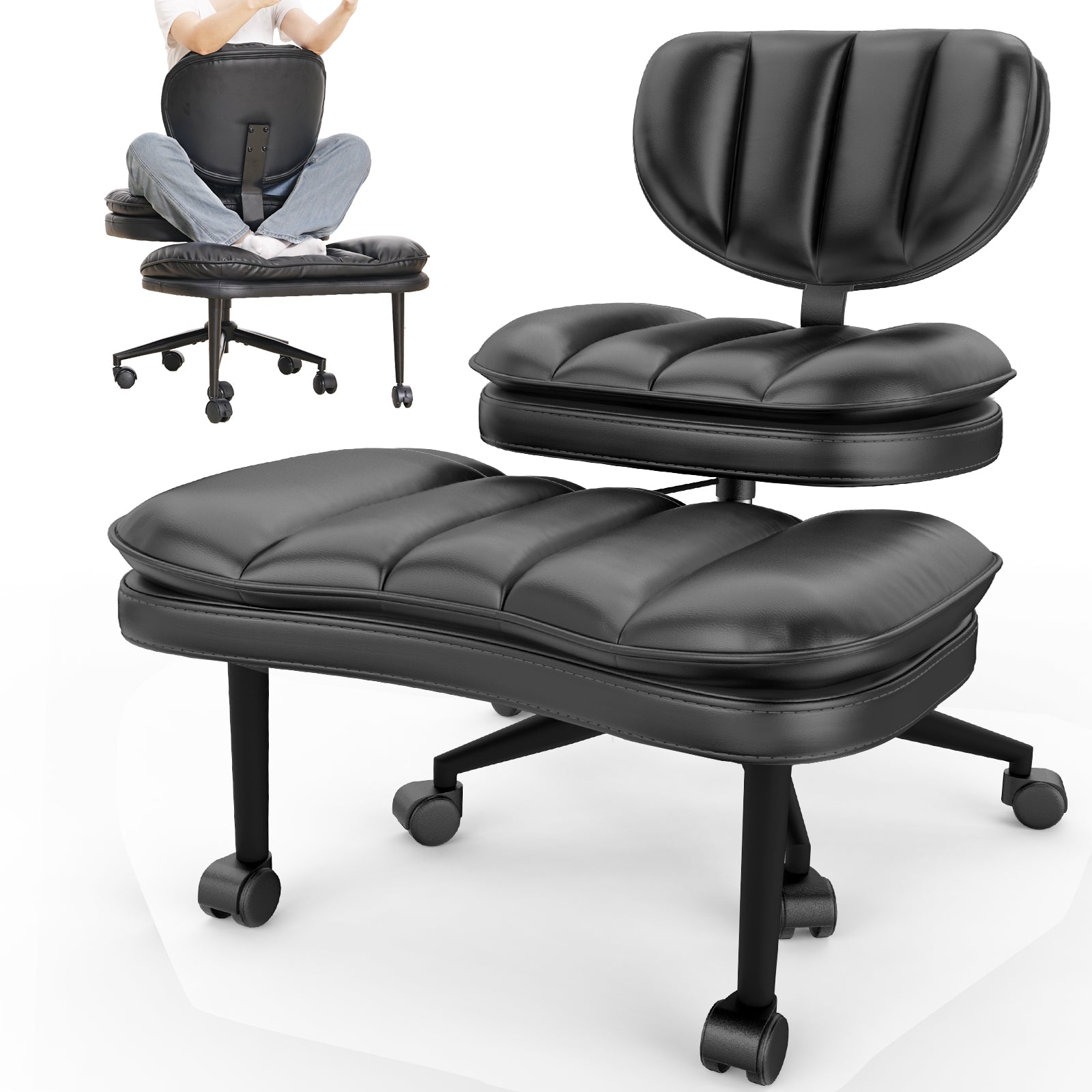 Extra-Wide & Tall Cross-Legged Office Chair with Cloud Seat