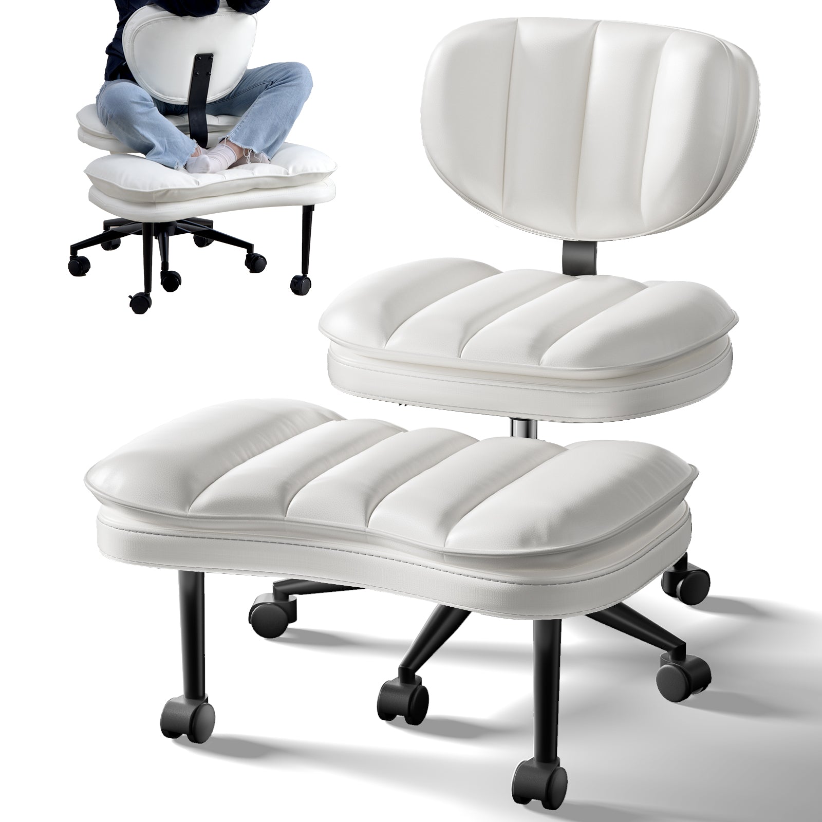 Extra-Wide & Tall Cross-Legged Office Chair with Cloud Seat