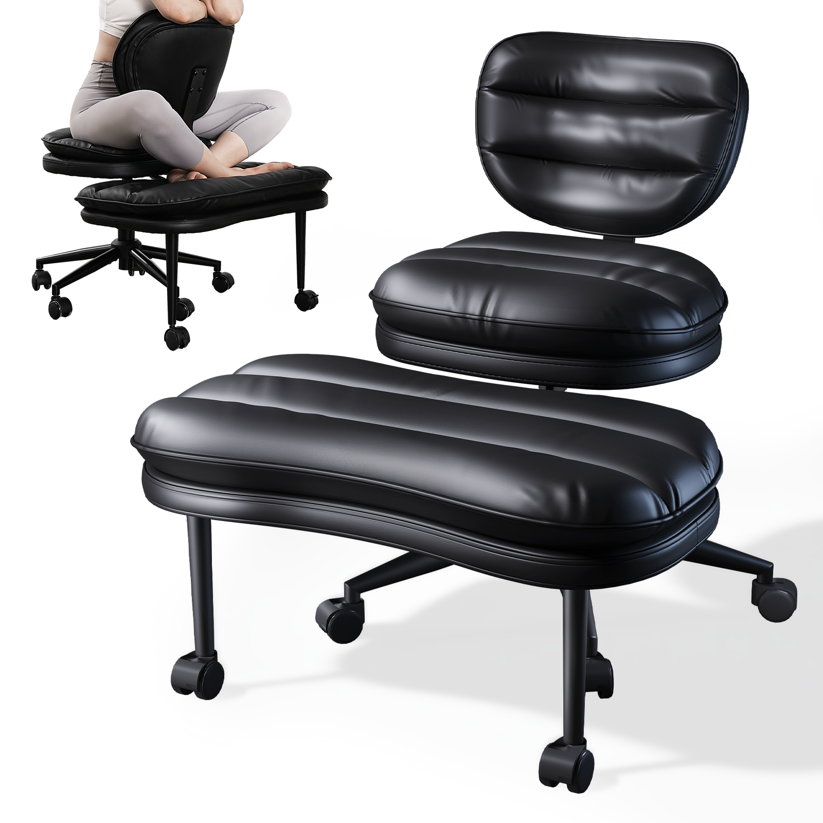 Cross-Legged Swivel Chair with Back Support