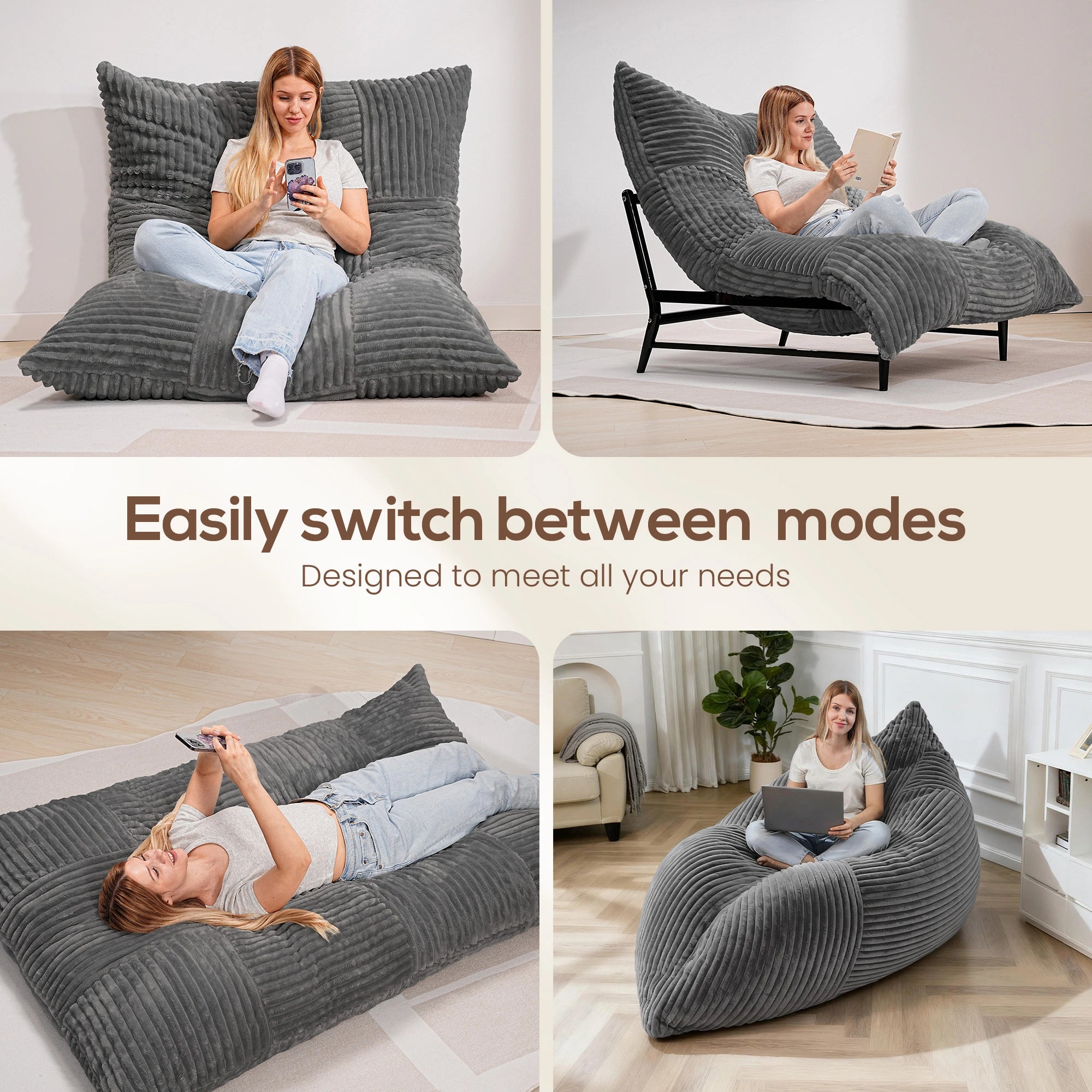 4-in-1 Convertible Bean Bag Chair