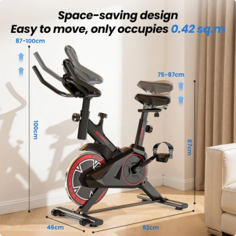 Patbrela Exercise Bike Home Workout Equipment Stationary Bike, 100% Adjustable Resistance, Indoor Cycling Bike for Women Home Gym, Black
