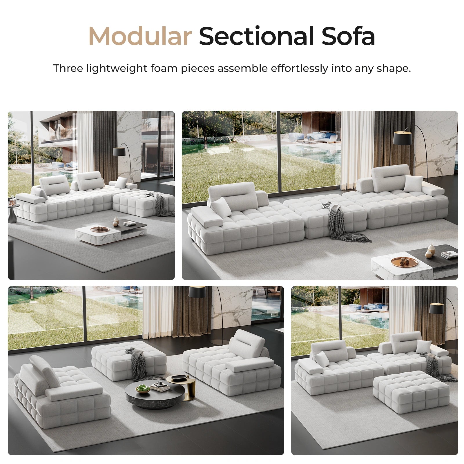 132 Inch Modular Sectional Sofa （3 PCS )