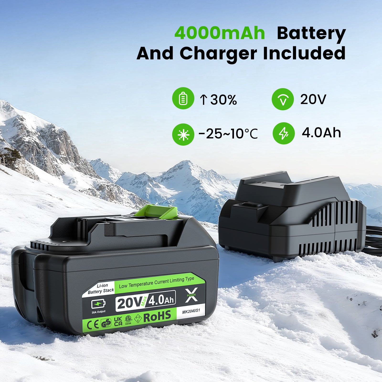 S20 Cordless 13Inch 12LB Snow Blower