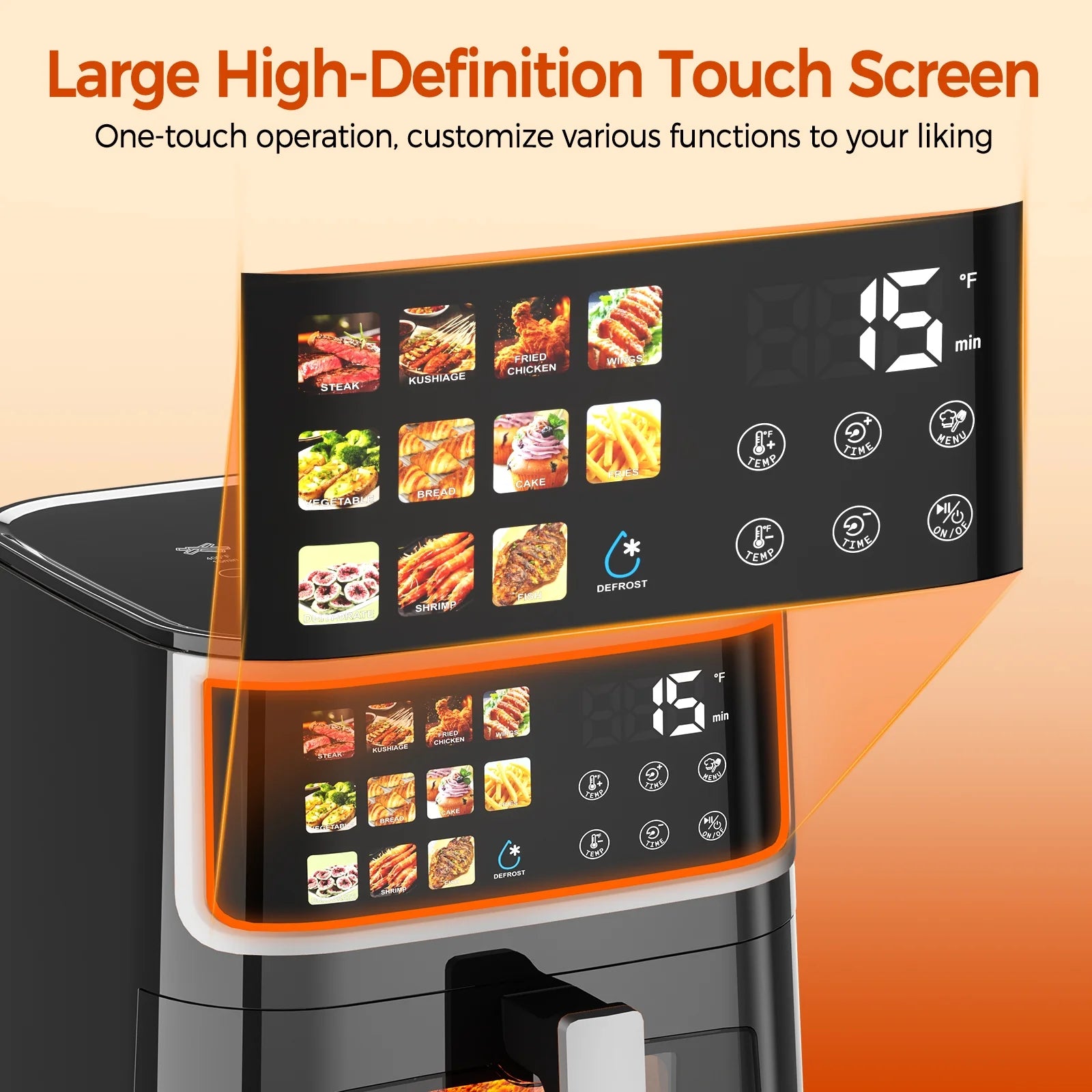 9QT Smart Air Fryer with LED Display & Easy-View Window