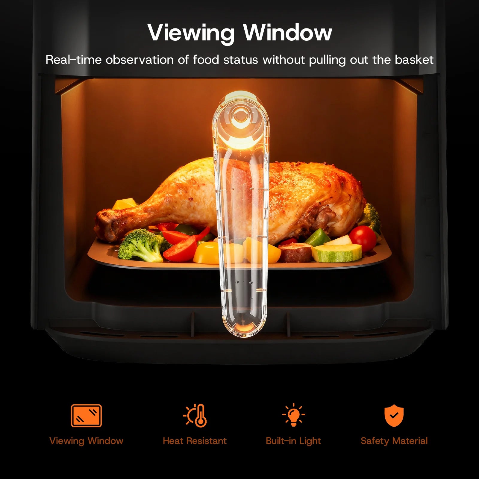6QT Air Fryer with Clear Window and Smart LED Display