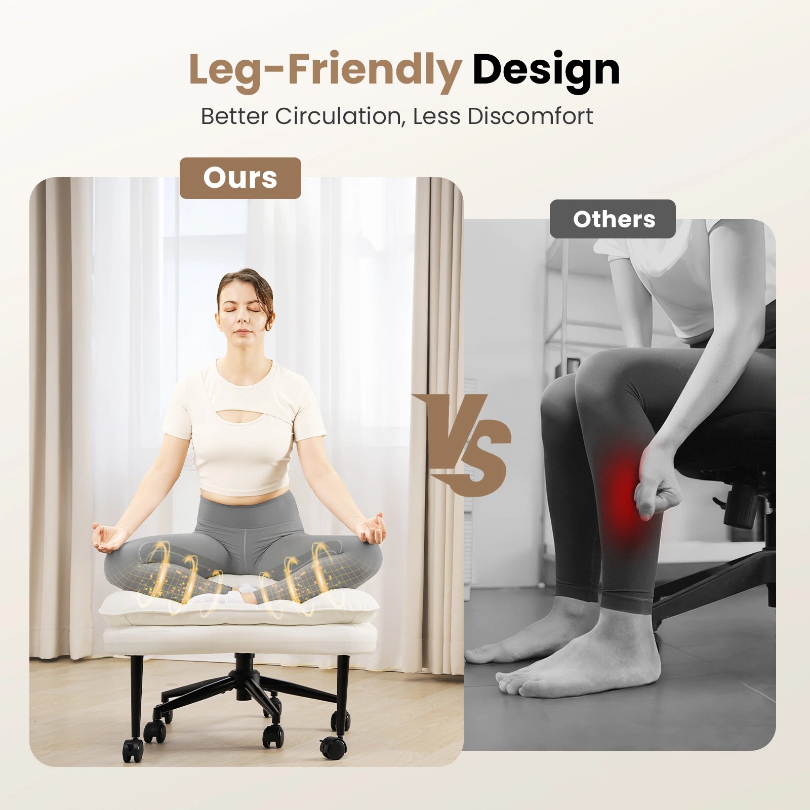 Extra-Wide & Tall Cross-Legged Office Chair with Cloud Seat