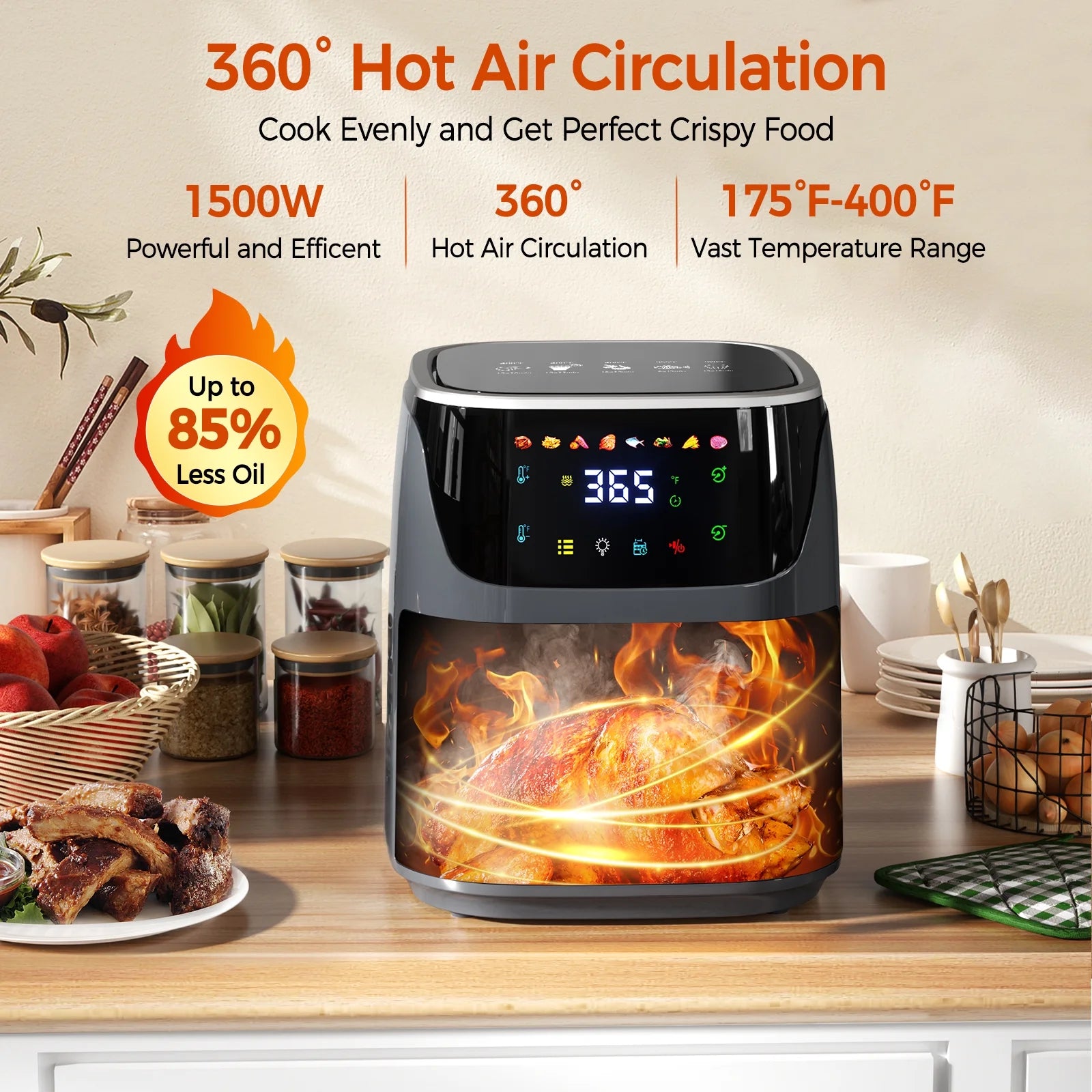 8QT Air Fryer with LED Touchscreen & 8 Preset Modes