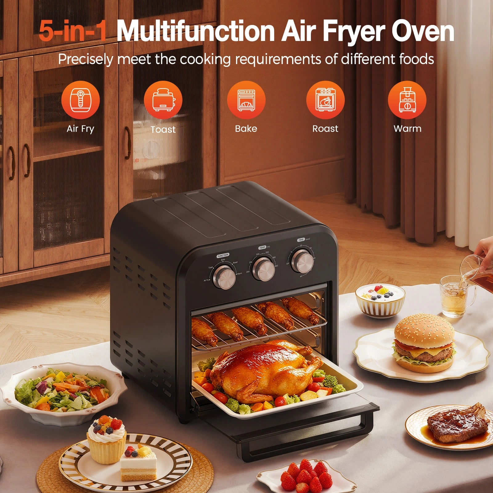 15QT Air Fryer  Oven,1300W,Black
