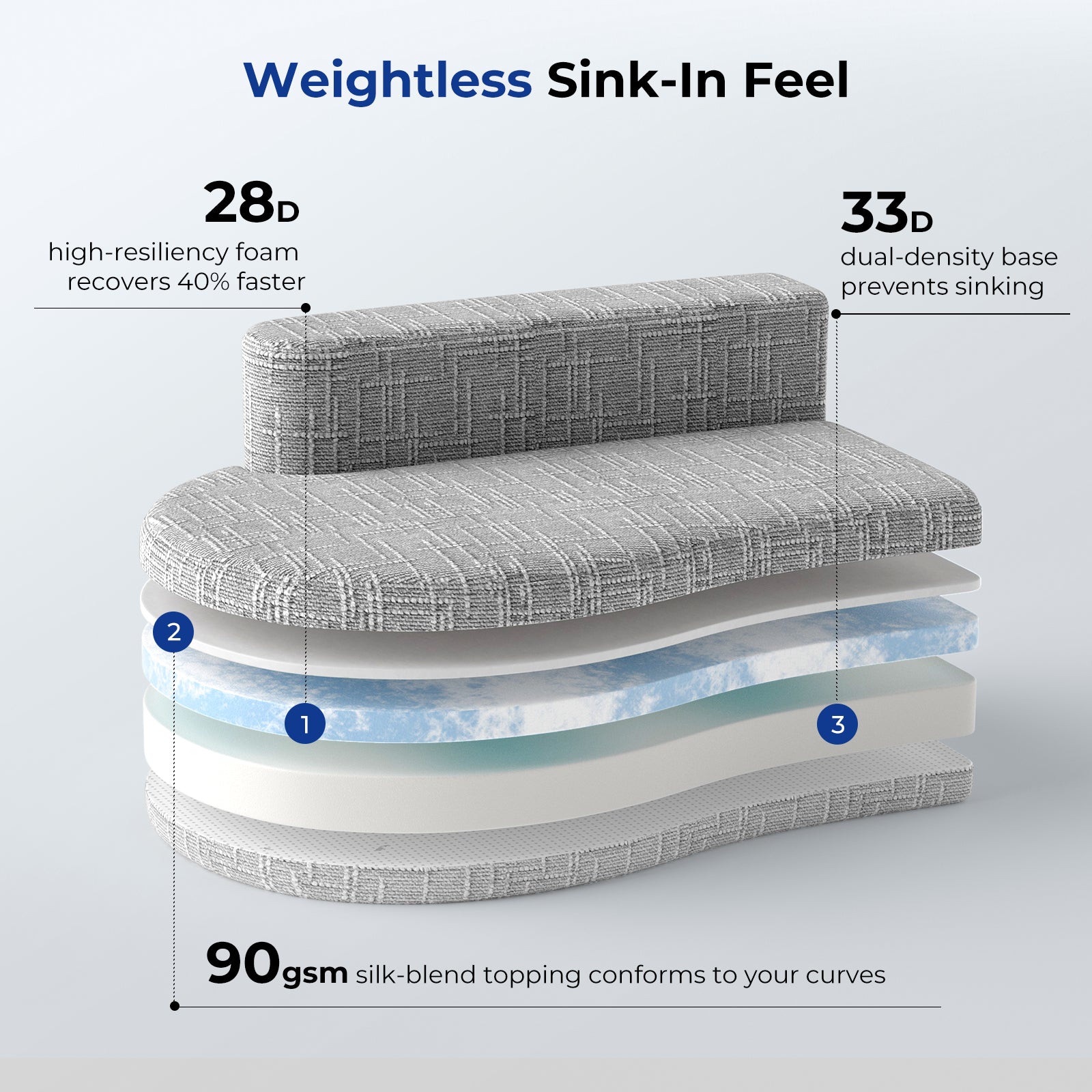 98 Inch Curved Couch with Half Moon Design