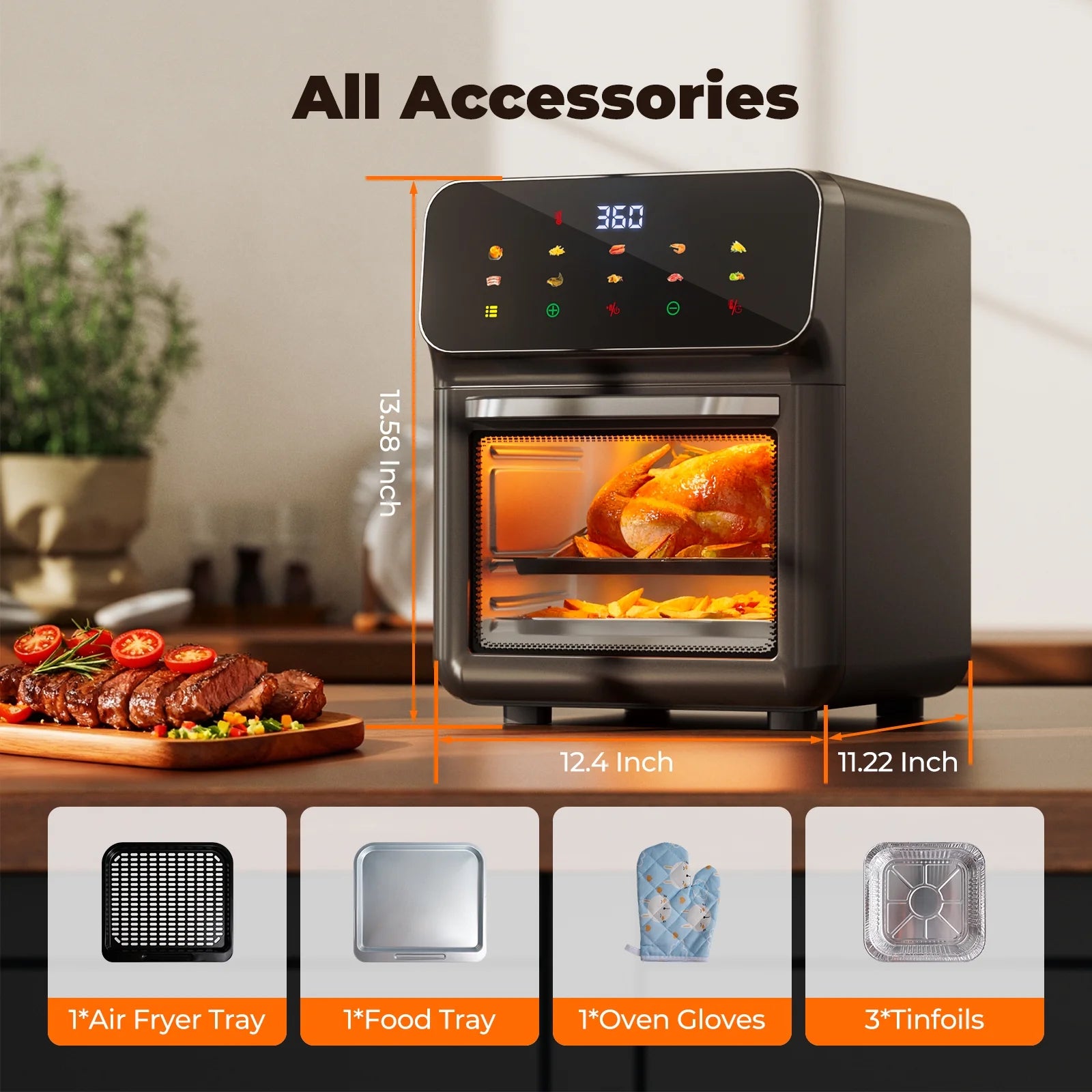 10QT Air Fryer Convection Oven with 10 Preset Cooking Modes