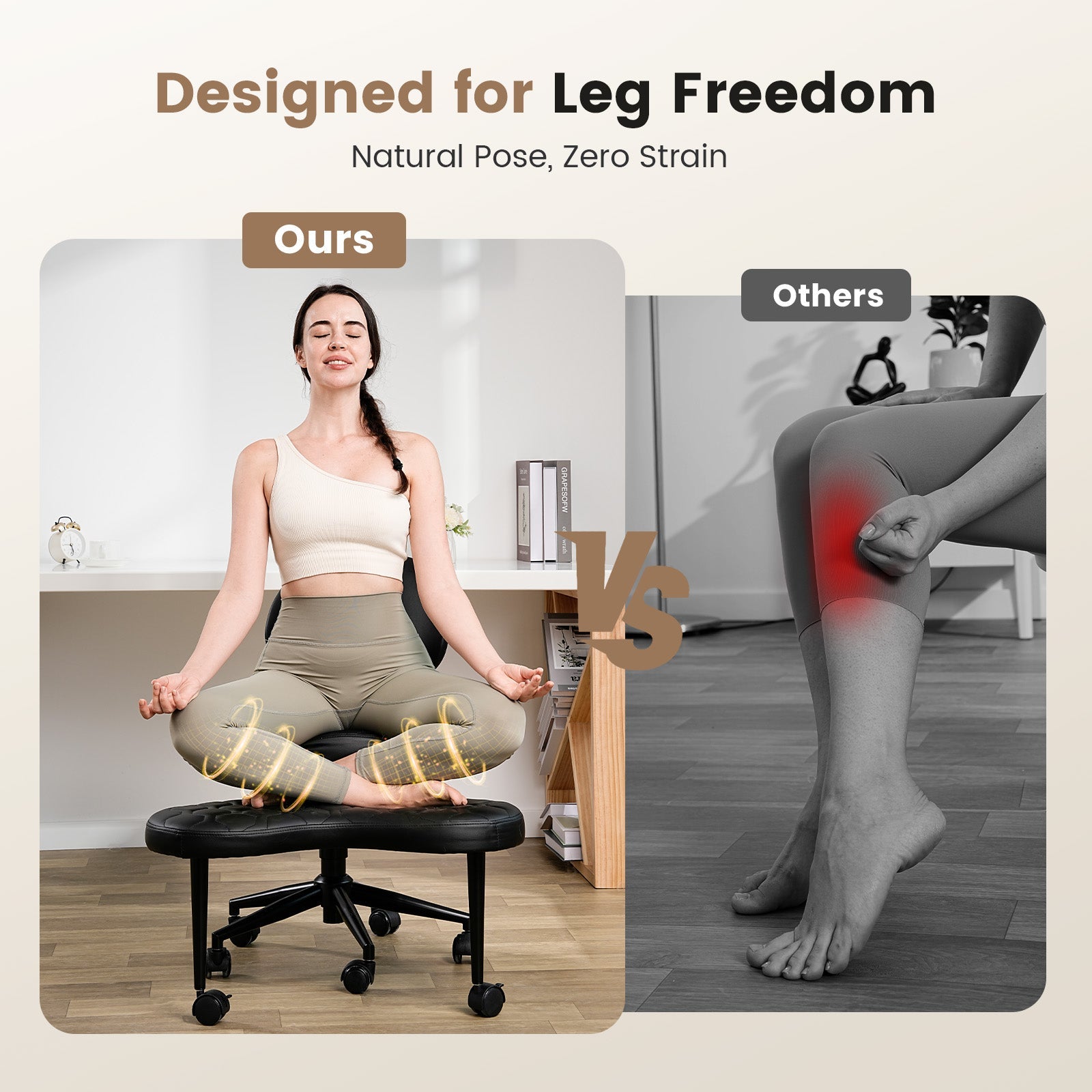 Ergonomic Cross-Legged Swivel Chair with Lumbar Support