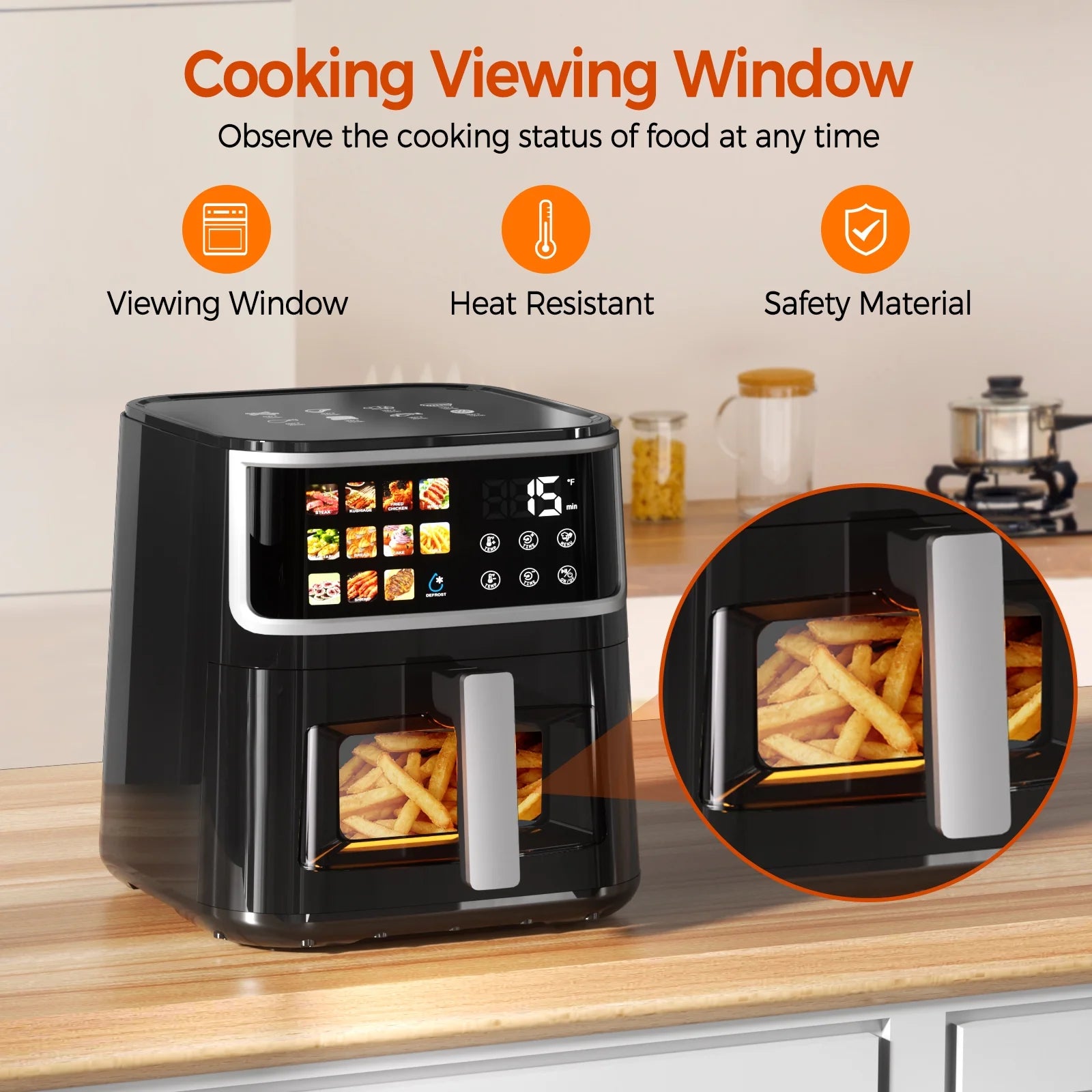 9QT Smart Air Fryer with LED Display & Easy-View Window
