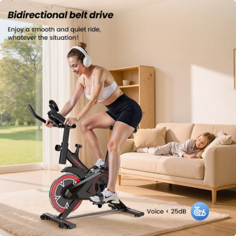 Patbrela Exercise Bike Home Workout Equipment Stationary Bike, 100% Adjustable Resistance, Indoor Cycling Bike for Women Home Gym, Black