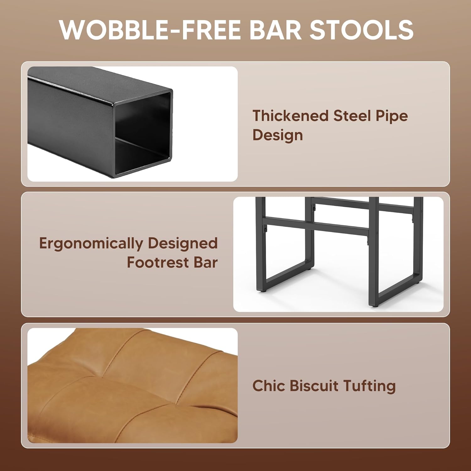 Modern Counter-Height Bar Stools with Double-Layer Cloud Cushions