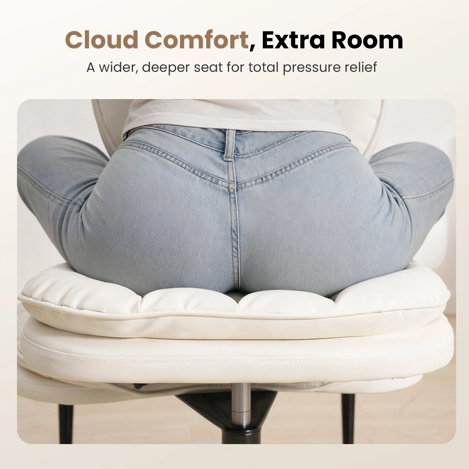 Extra-Wide & Tall Cross-Legged Office Chair with Cloud Seat
