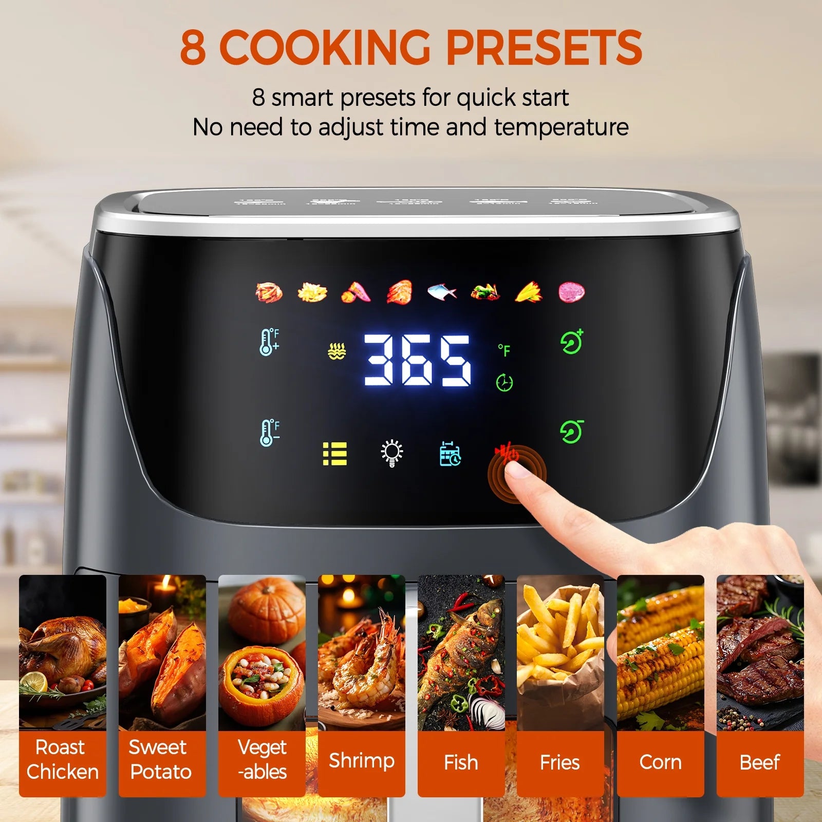 8QT Air Fryer with LED Touchscreen & 8 Preset Modes