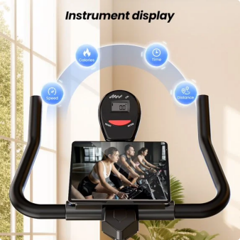 Patbrela Exercise Bike Home Workout Equipment Stationary Bike, 100% Adjustable Resistance, Indoor Cycling Bike for Women Home Gym, Black