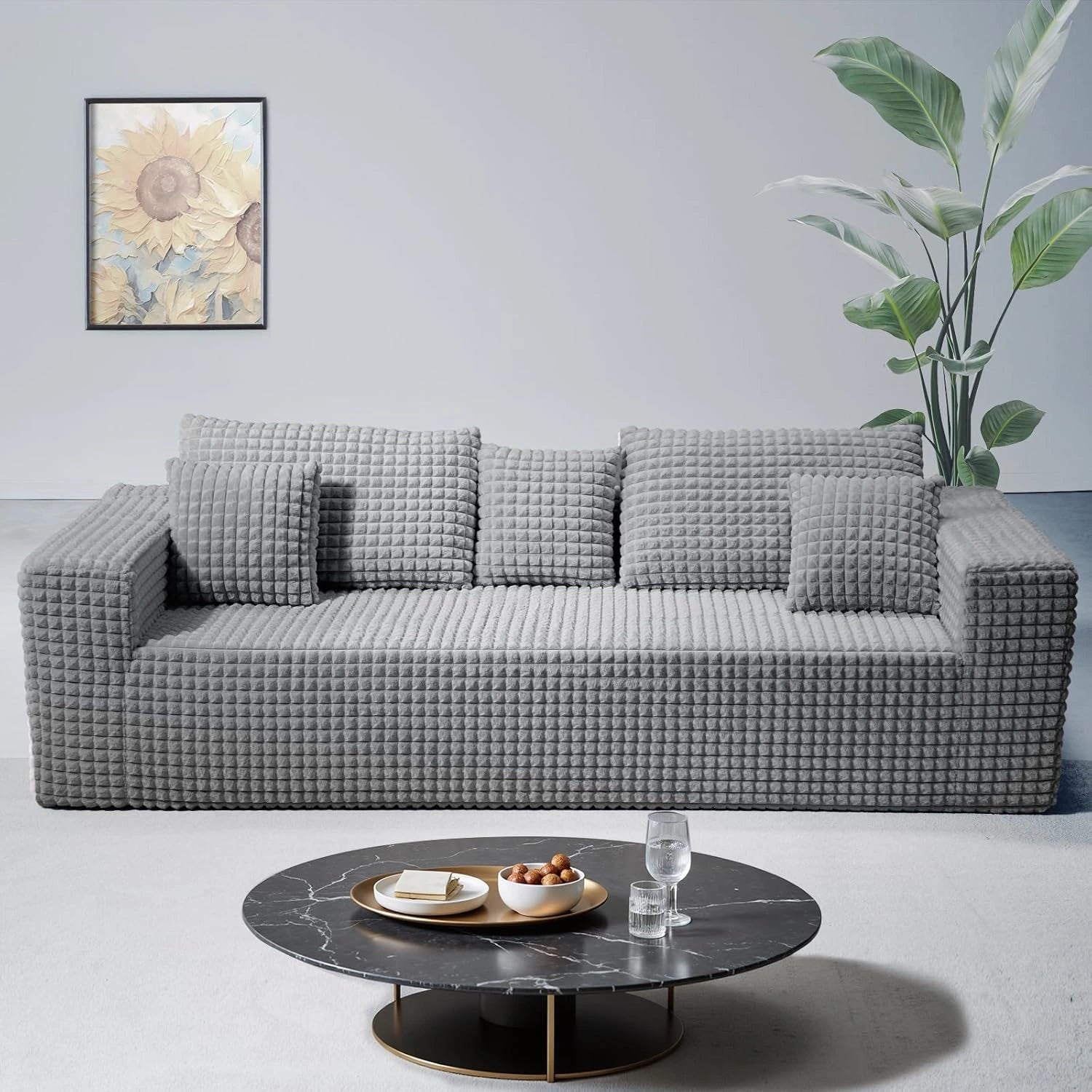 90 Inch 3-Seater Cloud Sectional Sofa