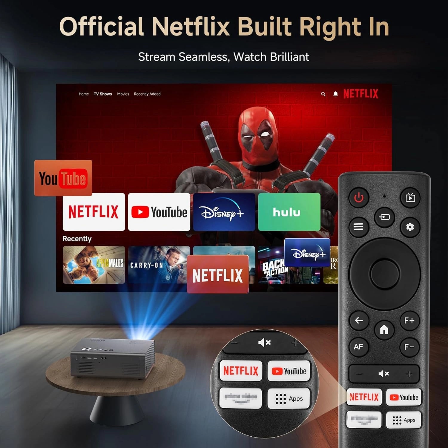 4K Projector with Netflix& Dolby Audio