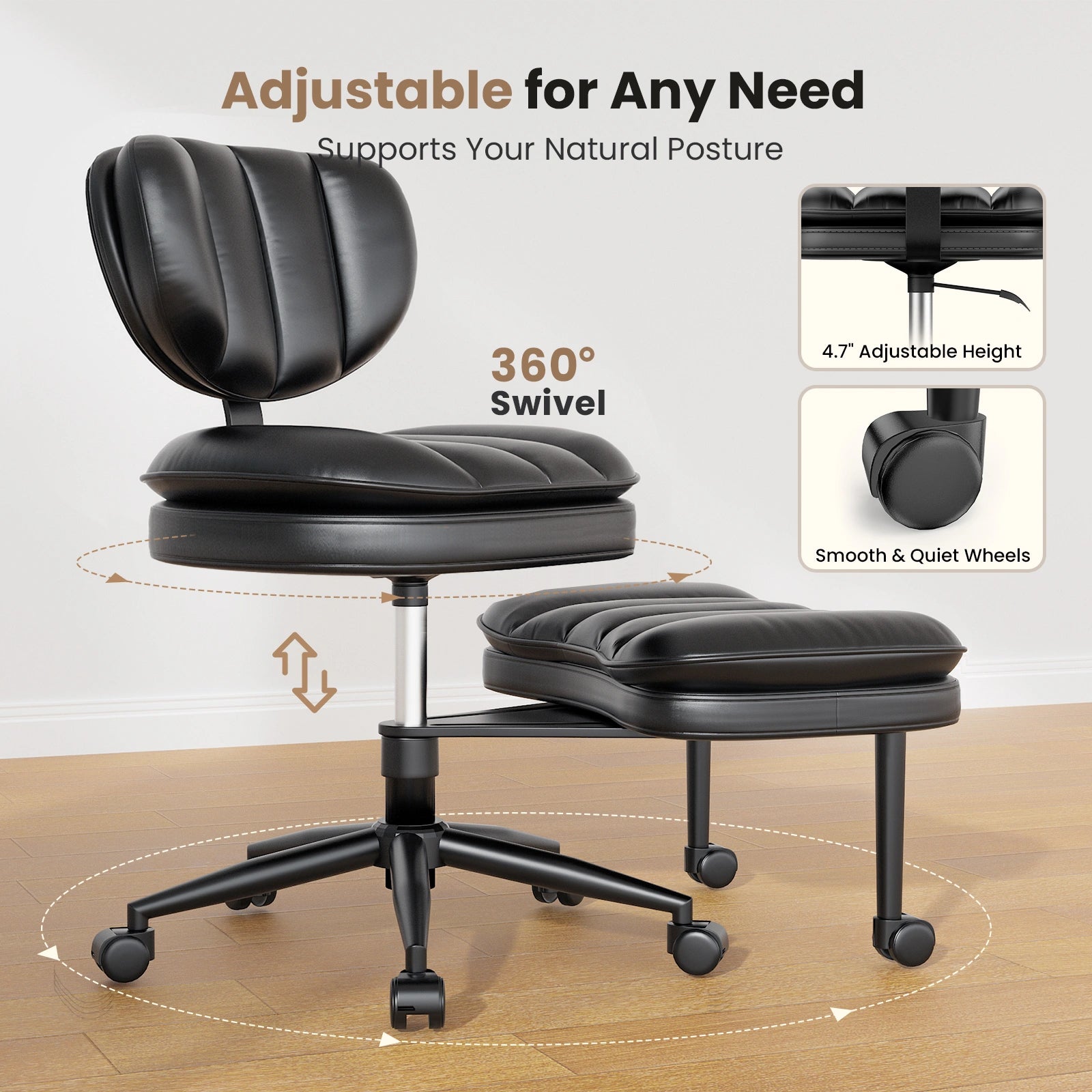 Extra-Wide & Tall Cross-Legged Office Chair with Cloud Seat