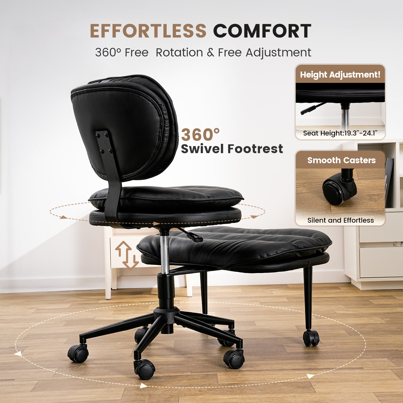 Cross-Legged Swivel Chair with Back Support