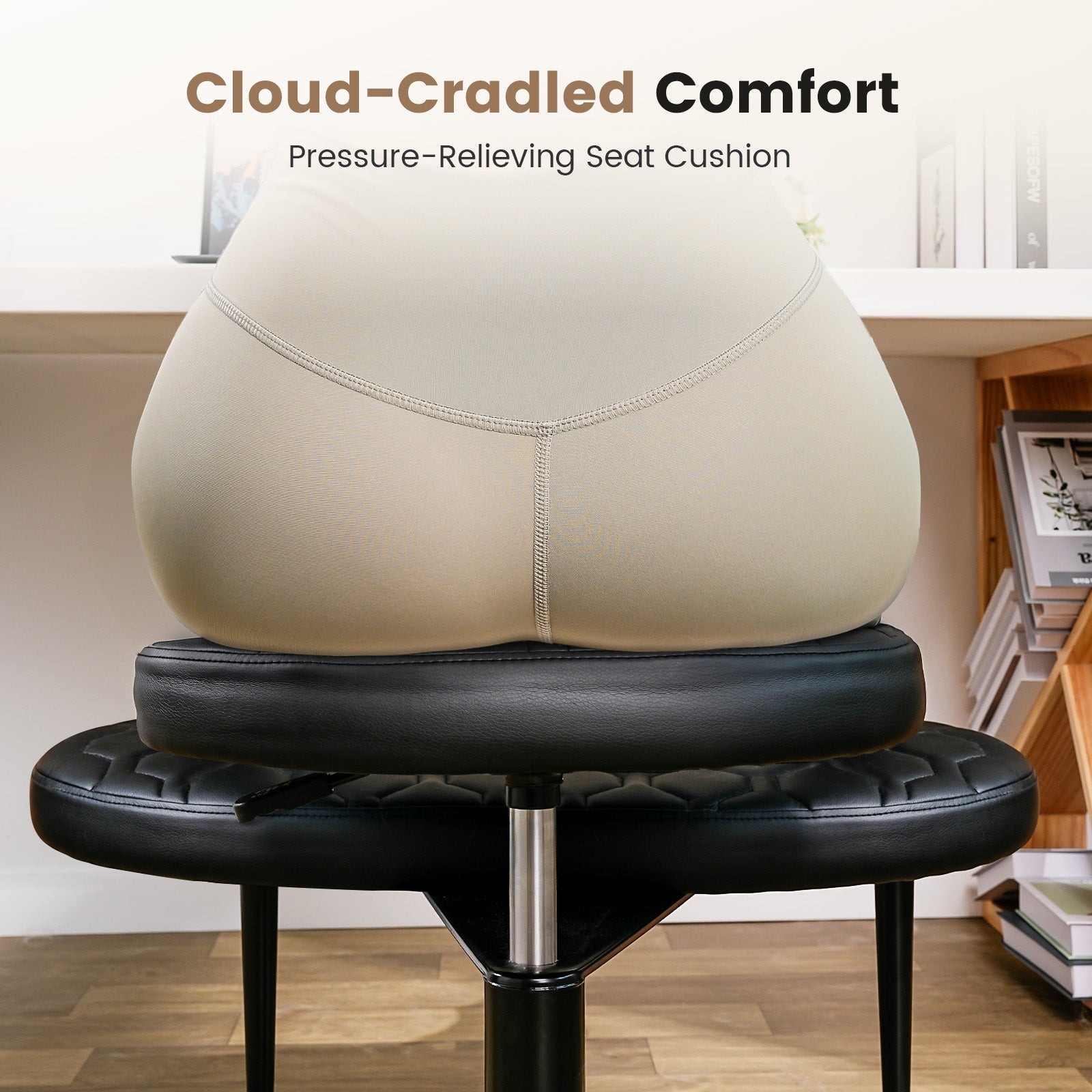 Ergonomic Cross-Legged Swivel Chair with Lumbar Support