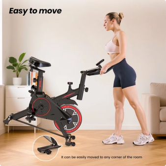 Patbrela Exercise Bike Home Workout Equipment Stationary Bike, 100% Adjustable Resistance, Indoor Cycling Bike for Women Home Gym, Black