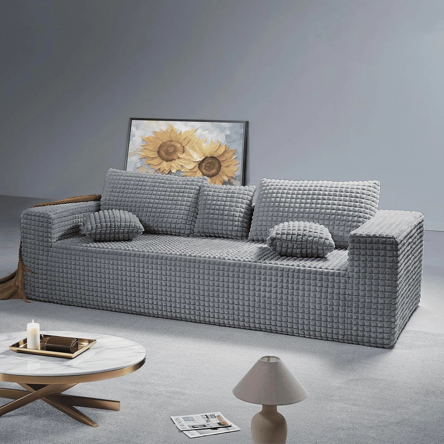 90 Inch 3-Seater Cloud Sectional Sofa