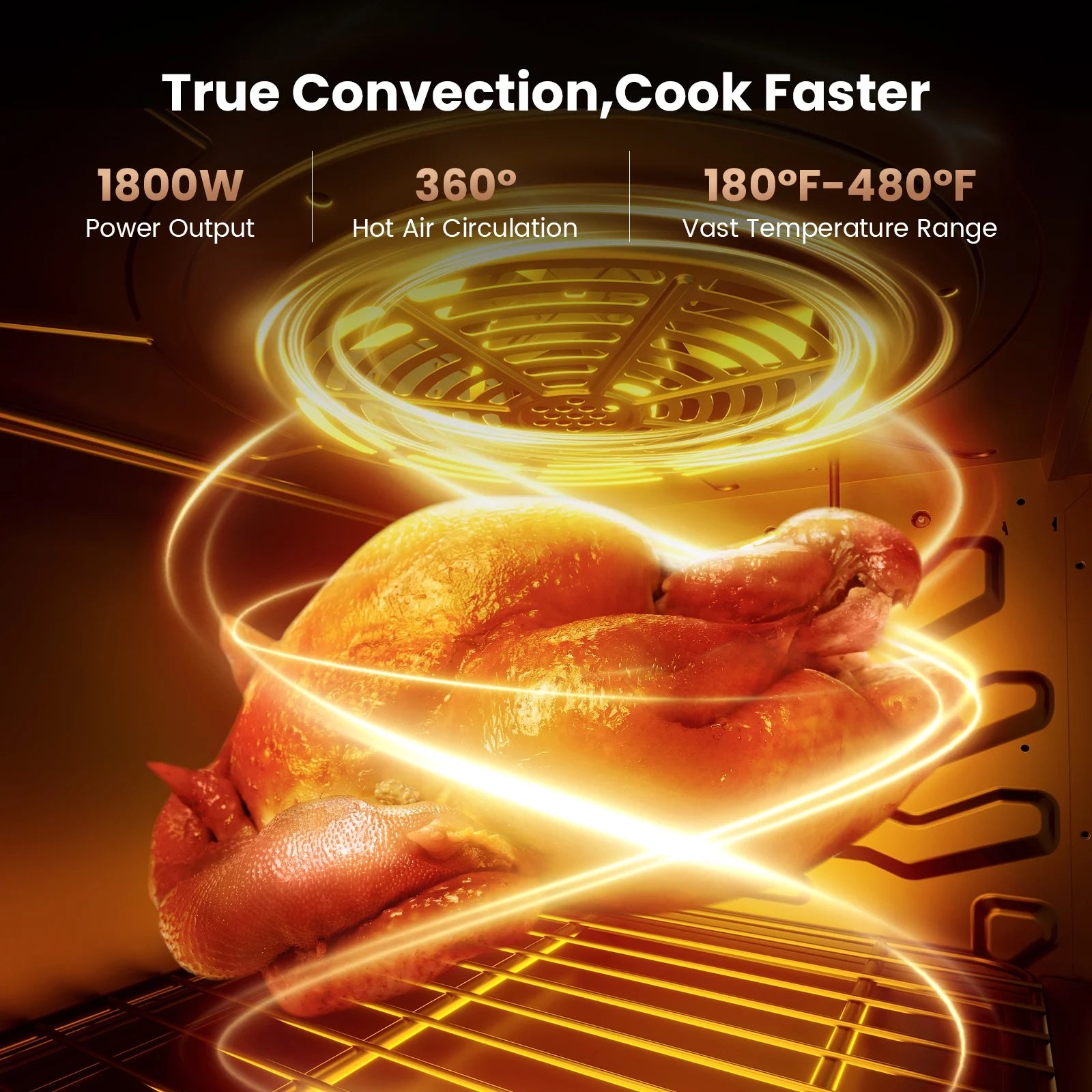 26QT Air Fryer Oven ,1800W,Black