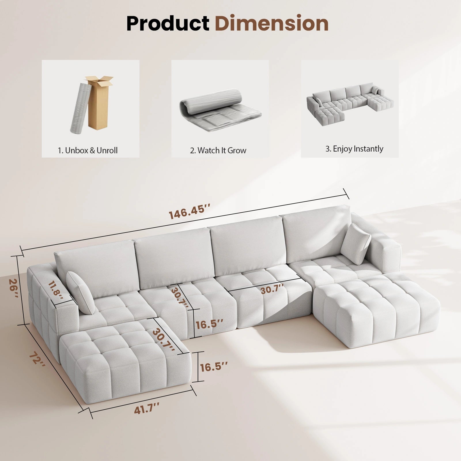 147 Inch Modular Sectional Sofa（6 PCS）