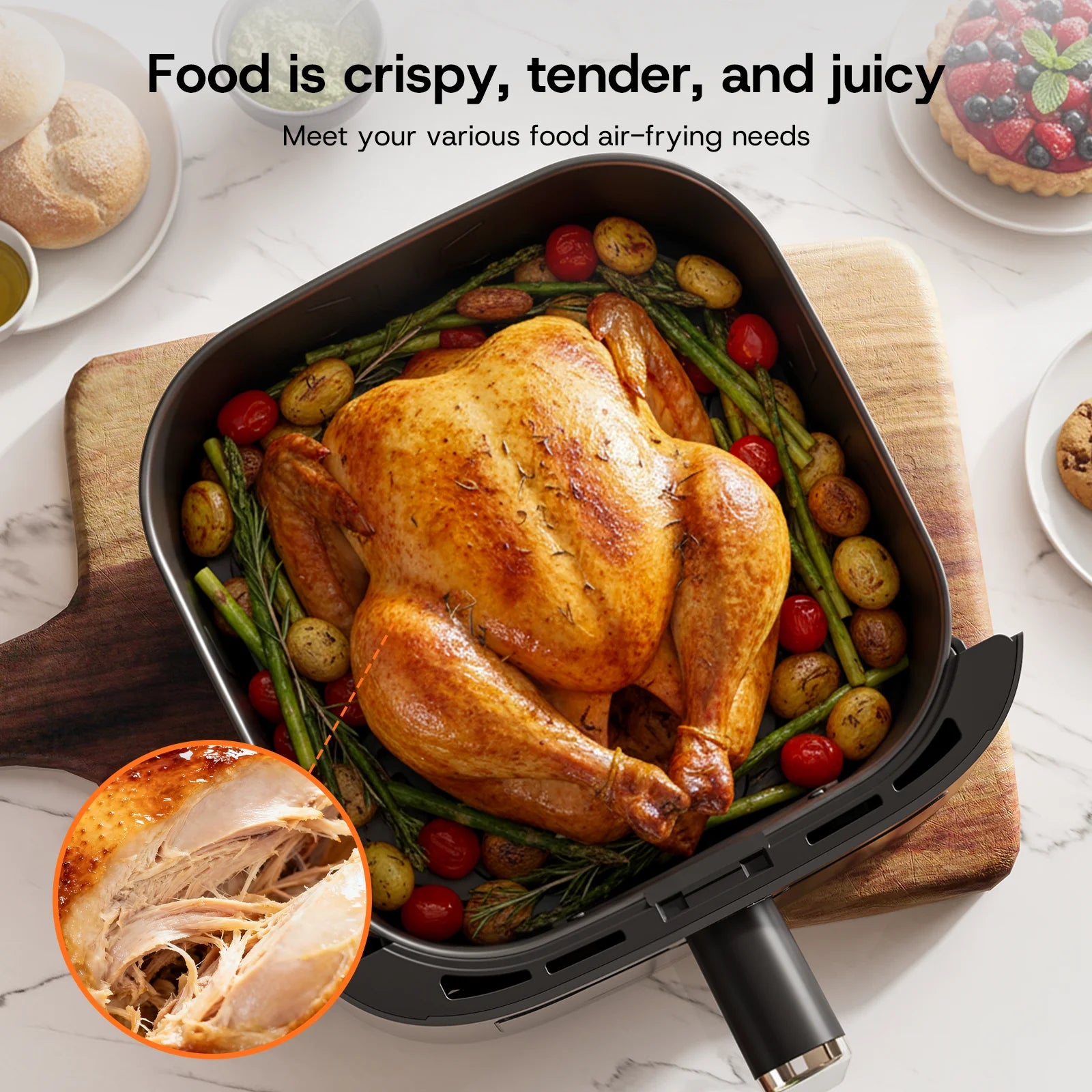 6QT Air Fryer with Clear Window and Smart LED Display