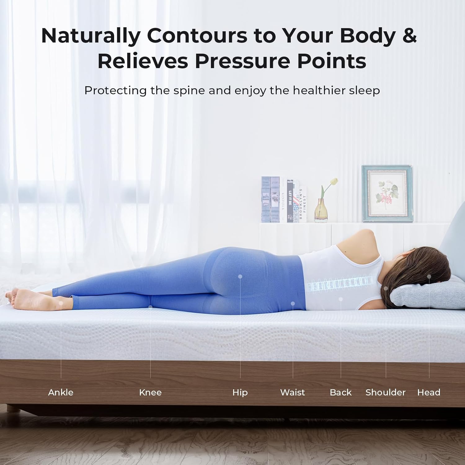 Cooling Mattress Topper with Cooling Gel & Bamboo Charcoal Memory Foam，Removable Cover