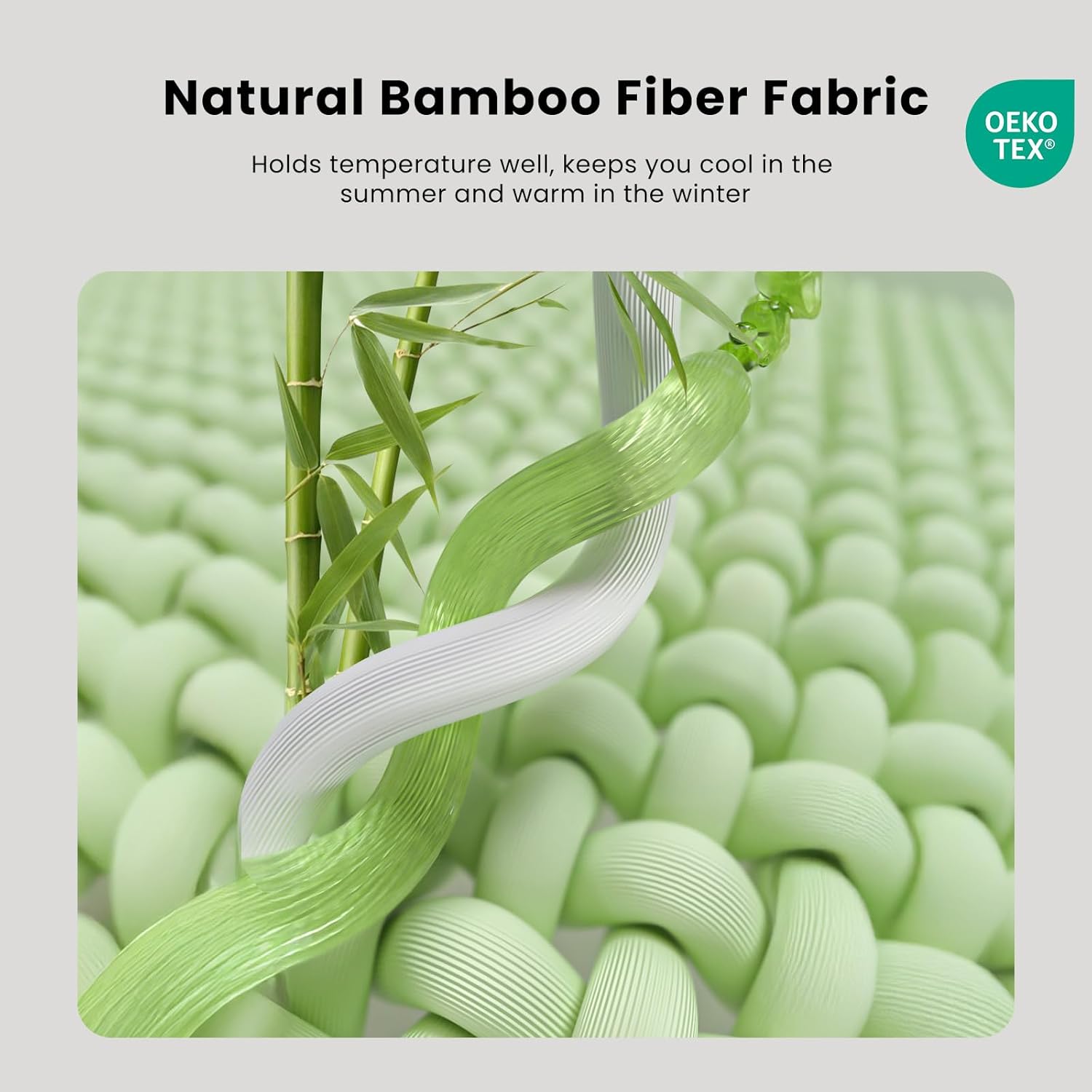 Bamboo Mattress Topper with Cooling Gel & Bamboo Charcoal Memory Foam，Removable Cover