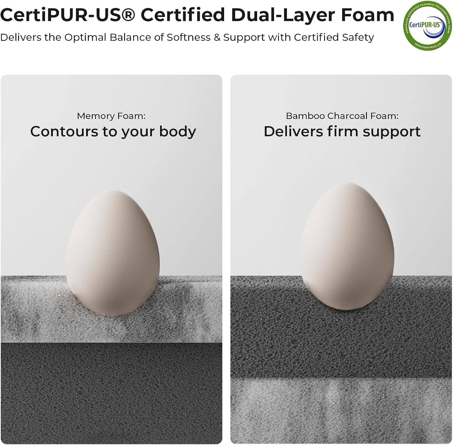 Bamboo Mattress Topper with Cooling Gel & Bamboo Charcoal Memory Foam，Removable Cover
