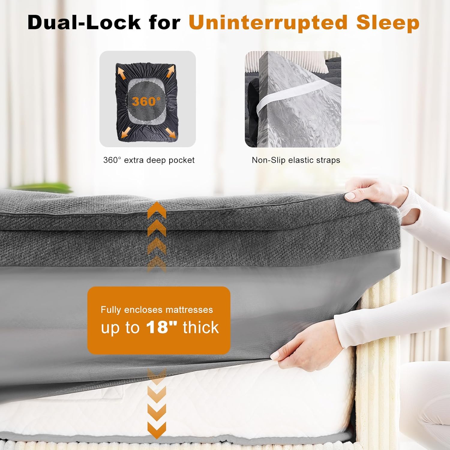 4 Inch Dual Layer Bamboo Memory Foam Mattress Topper for Back Pain Relief