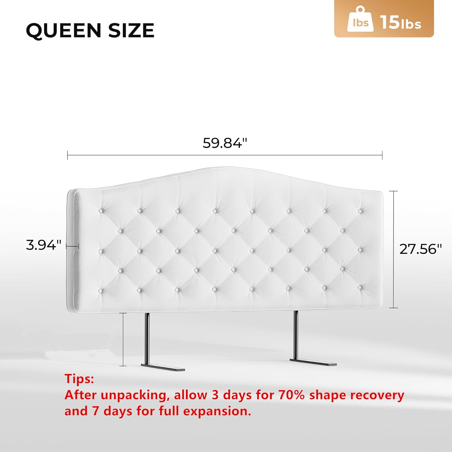 Upholstered Tufted Headboard With 4 Inch Thickened Back
