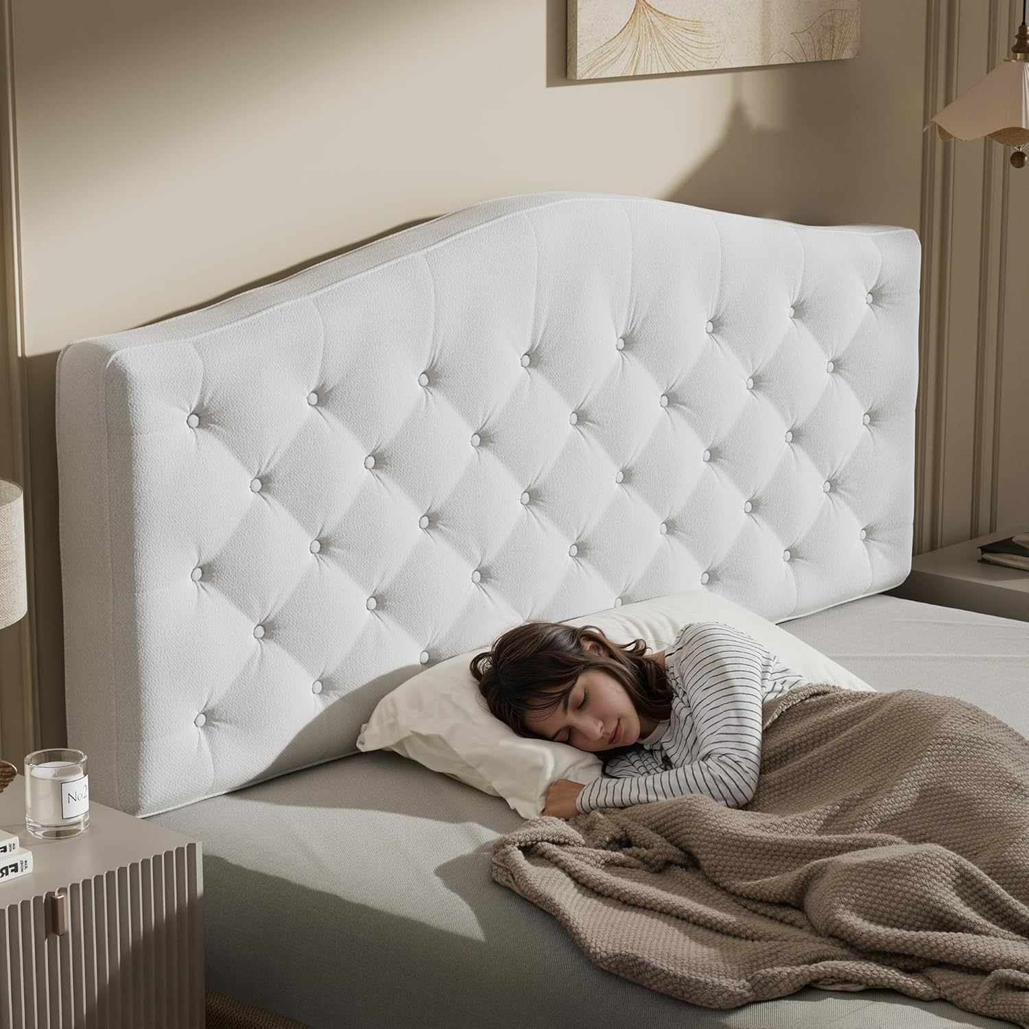 Upholstered Tufted Headboard With 4 Inch Thickened Back