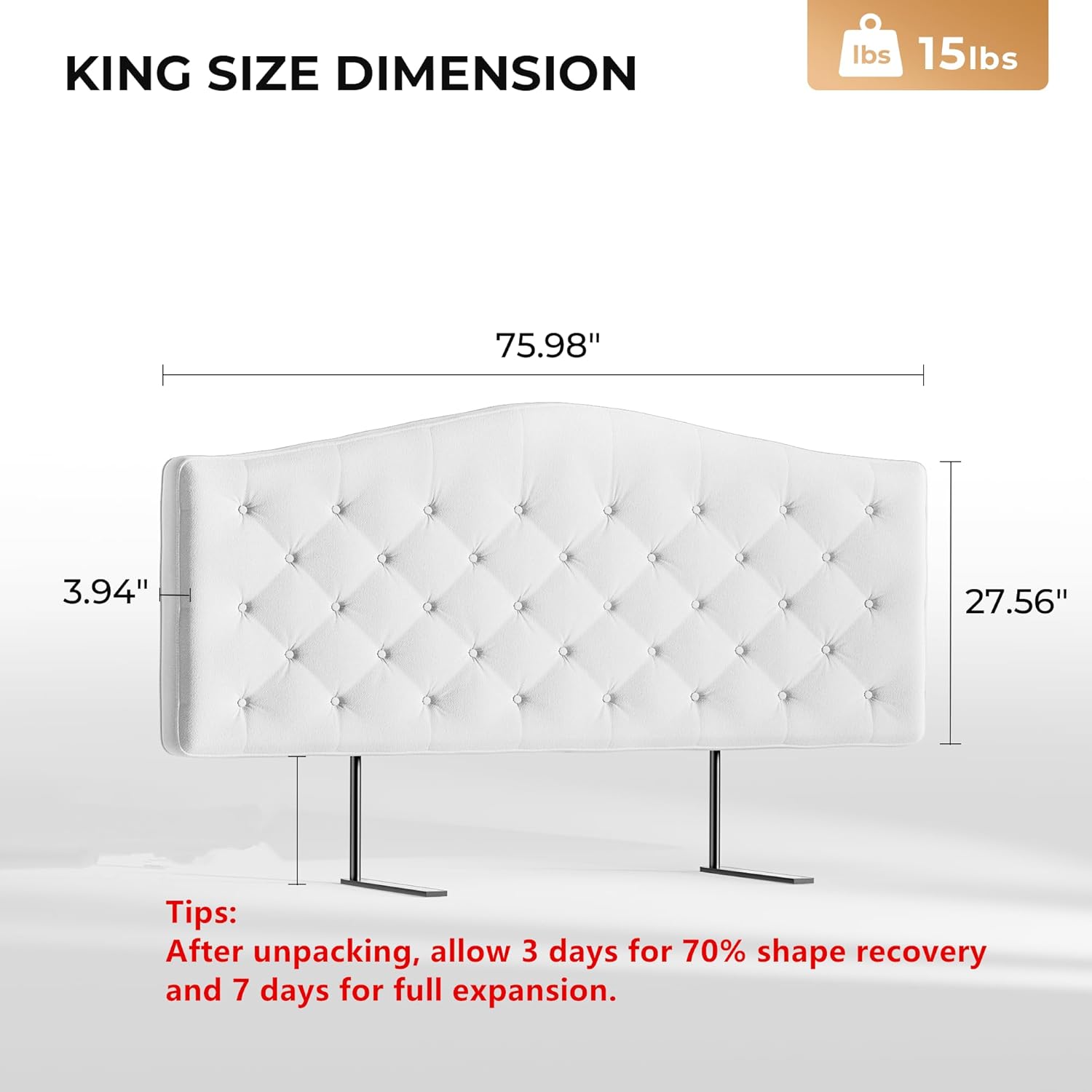 Upholstered Tufted Headboard With 4 Inch Thickened Back