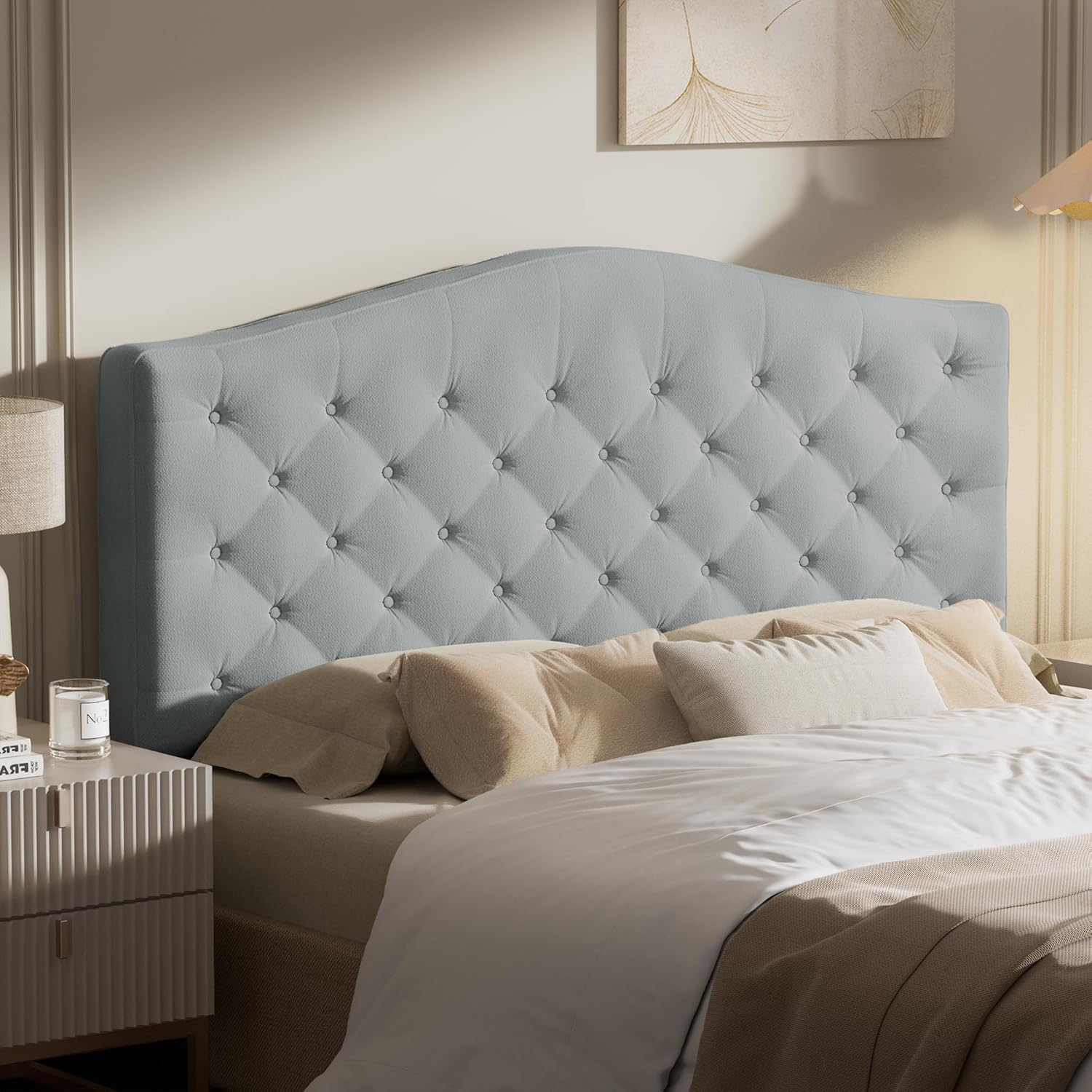 Upholstered Tufted Headboard With 4 Inch Thickened Back