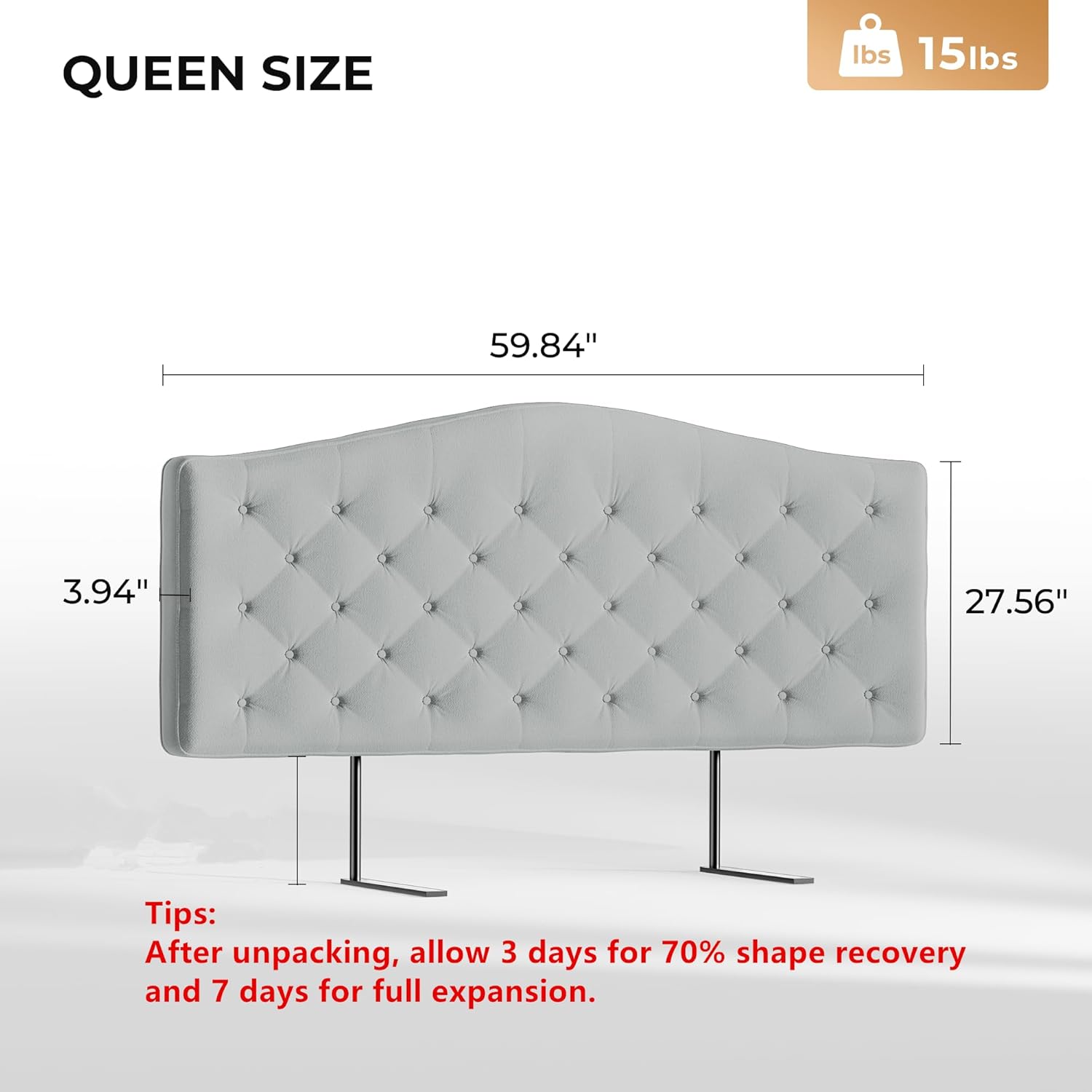 Upholstered Tufted Headboard With 4 Inch Thickened Back