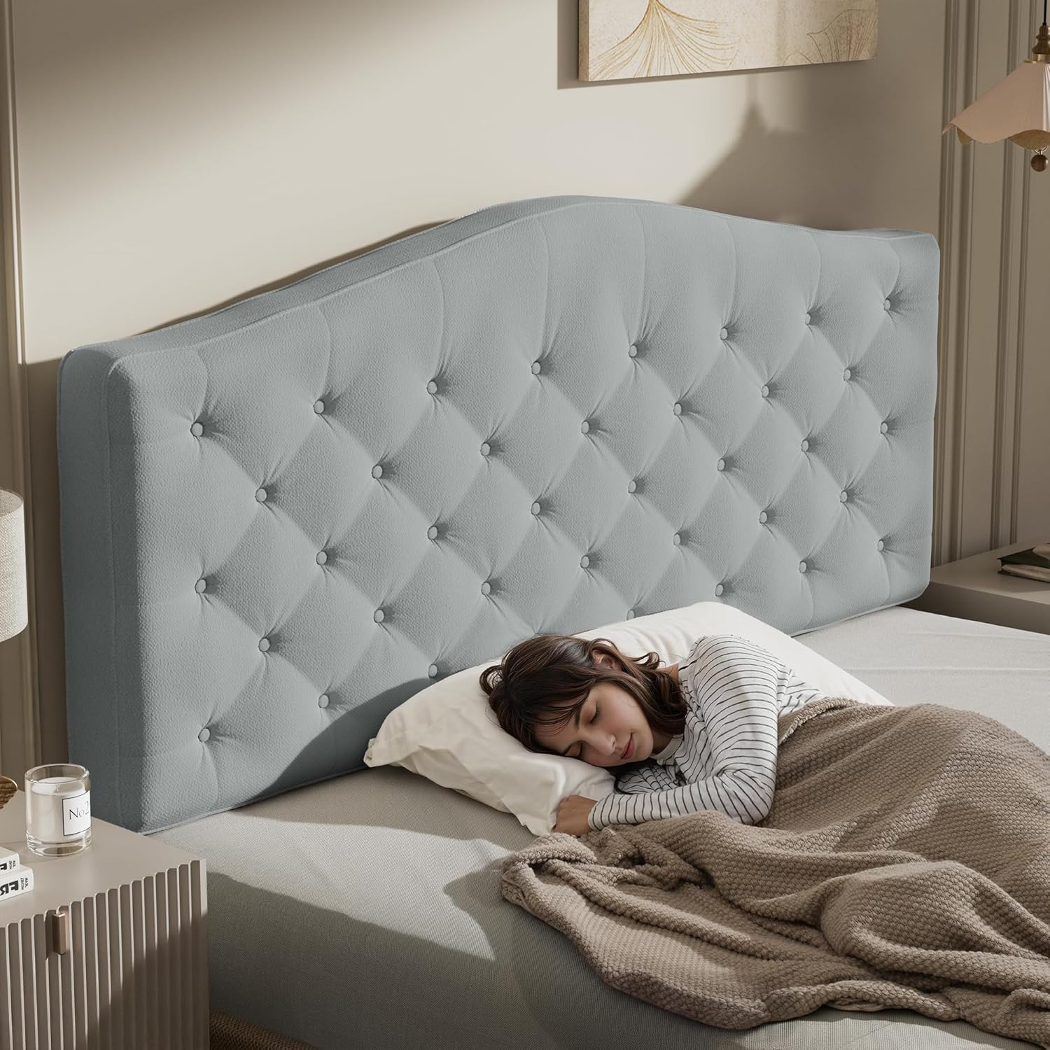 Upholstered Tufted Headboard With 4 Inch Thickened Back