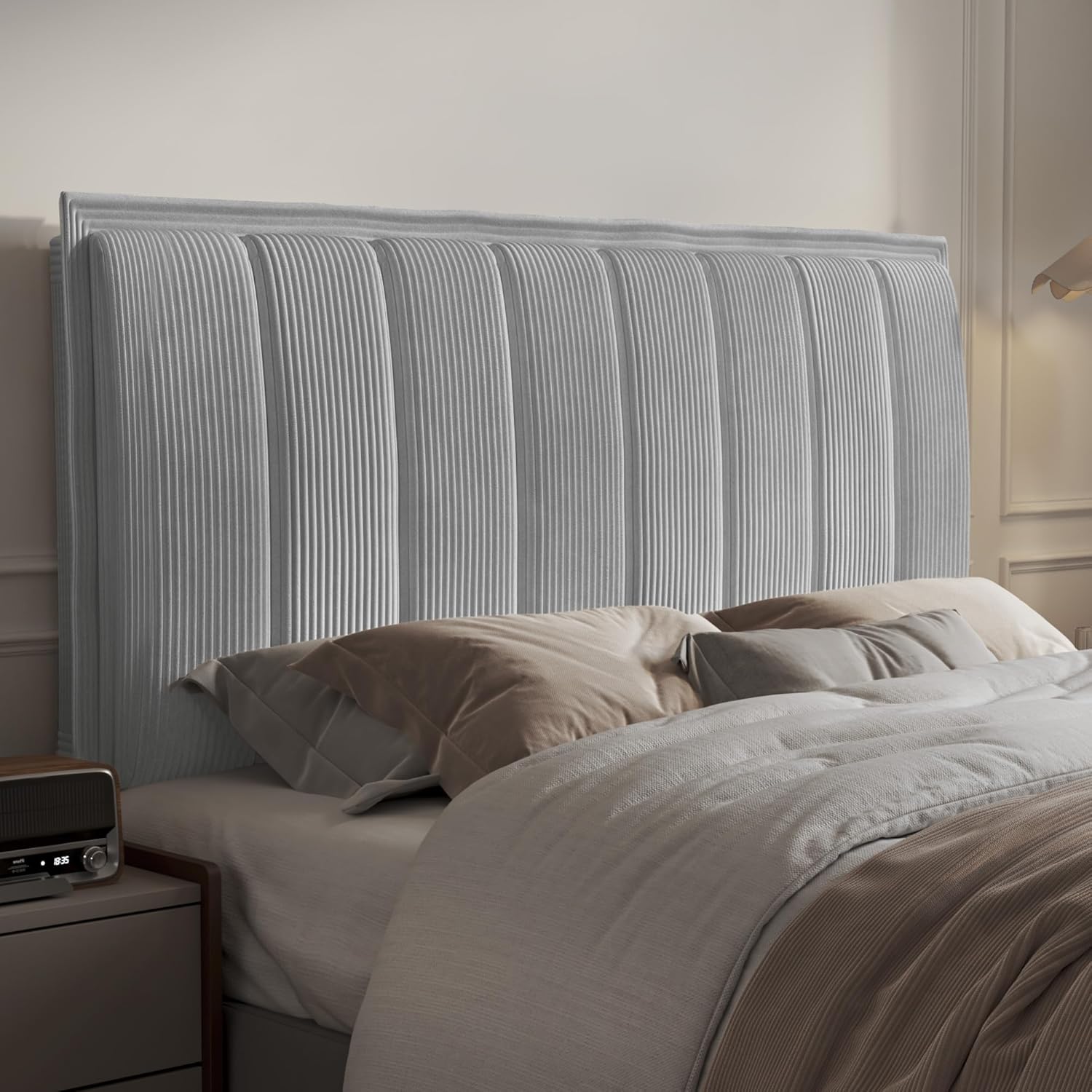 Upholstered DIY Headboard with Metal Frame and Adhesive Strip